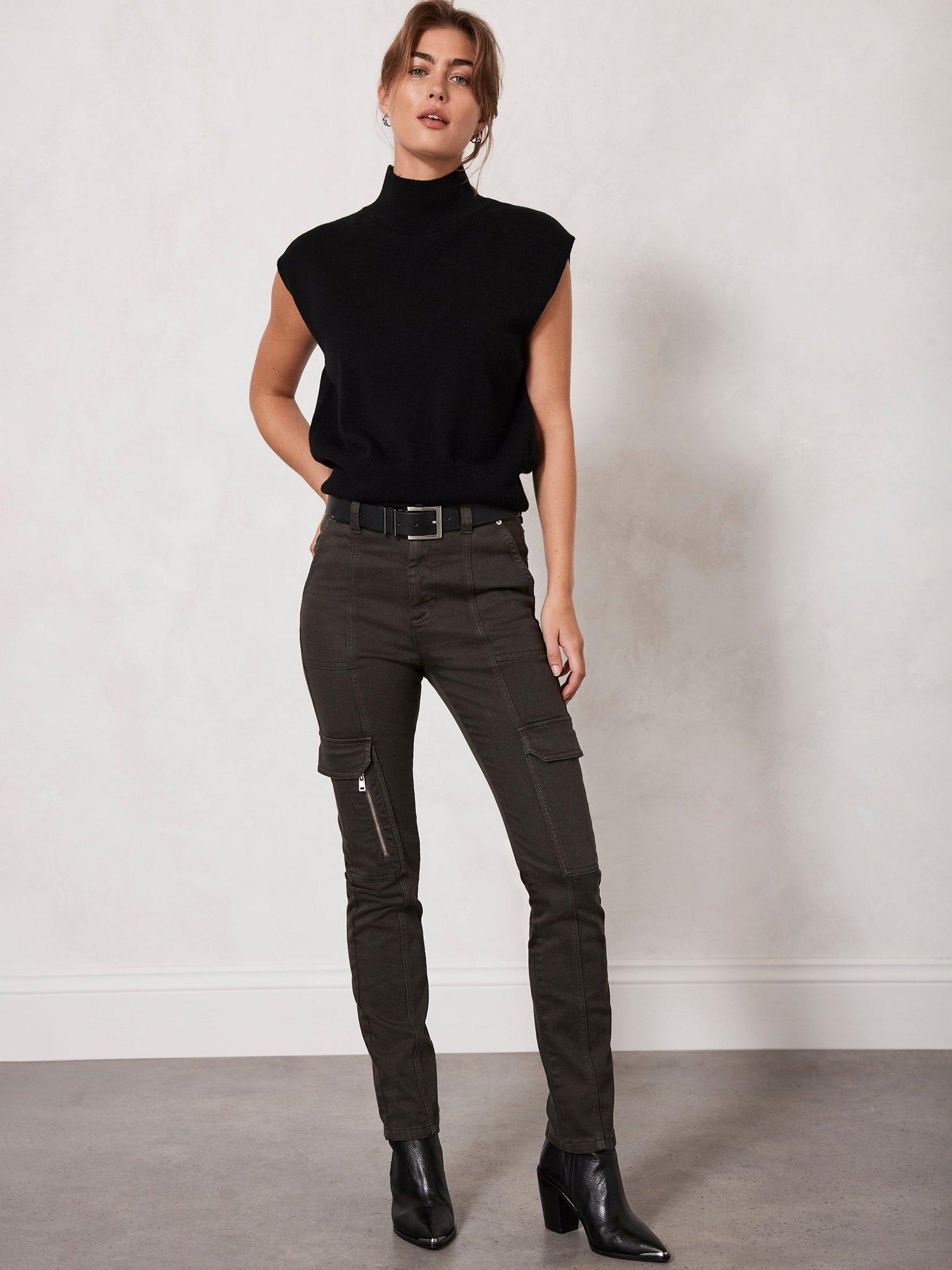 Mint Velvet Clean Cargo Jeans, Green Khaki