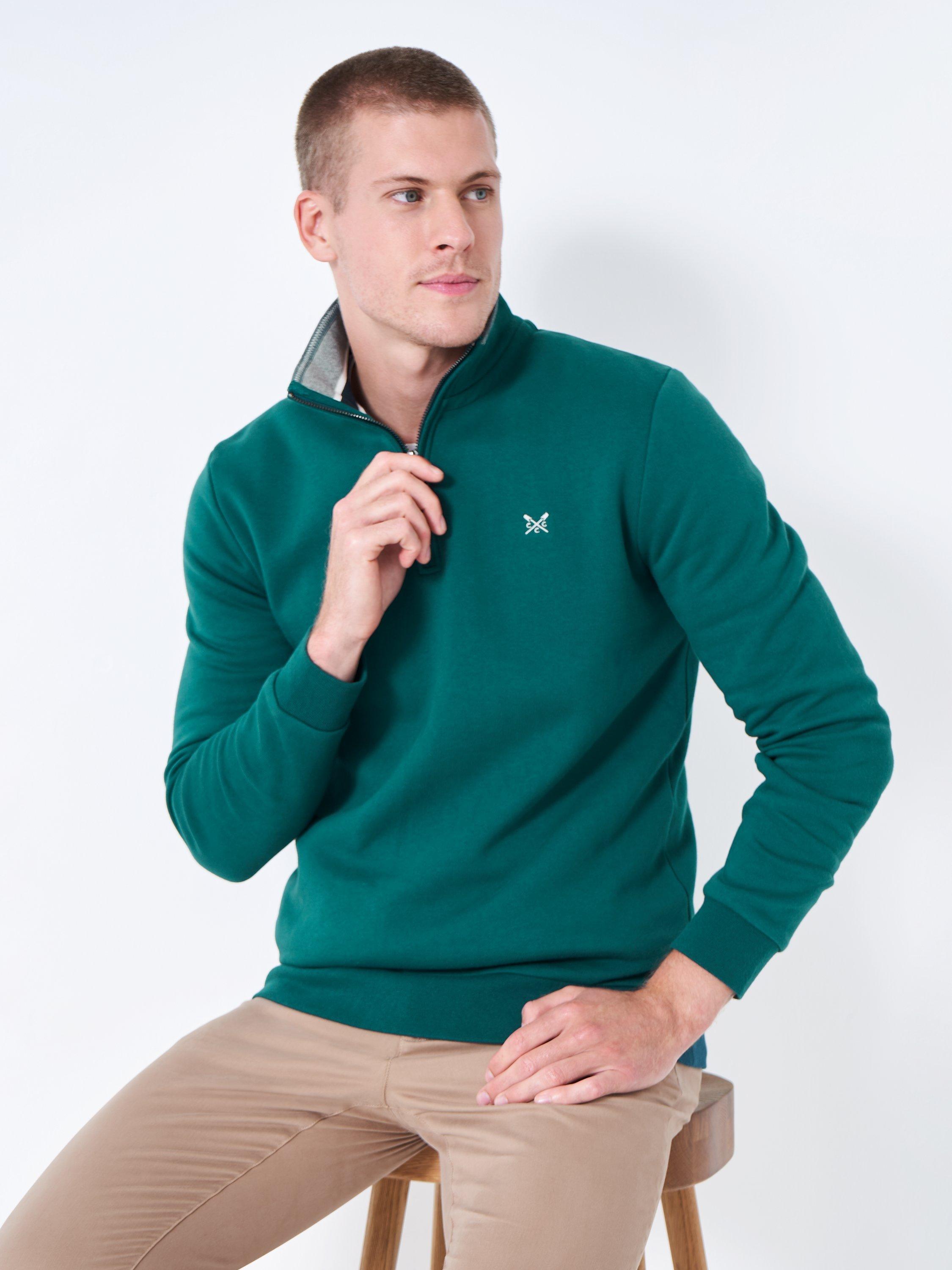Crew Clothing Half Zip Jumper, Green
