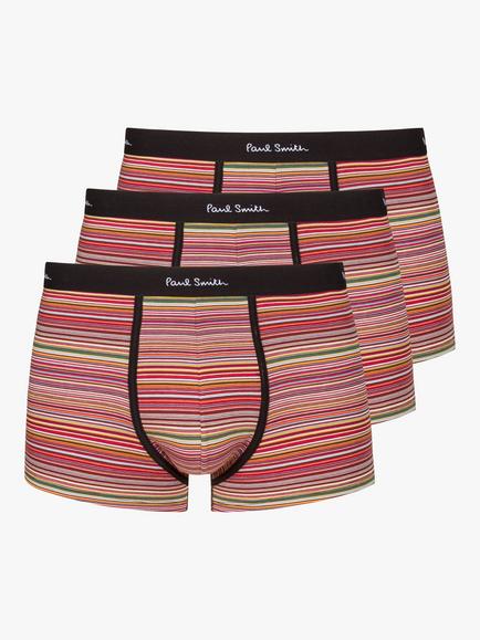 Paul Smith Organic Cotton Stripe Boxers, Pack of 3, Red/Multi, Red/Multi