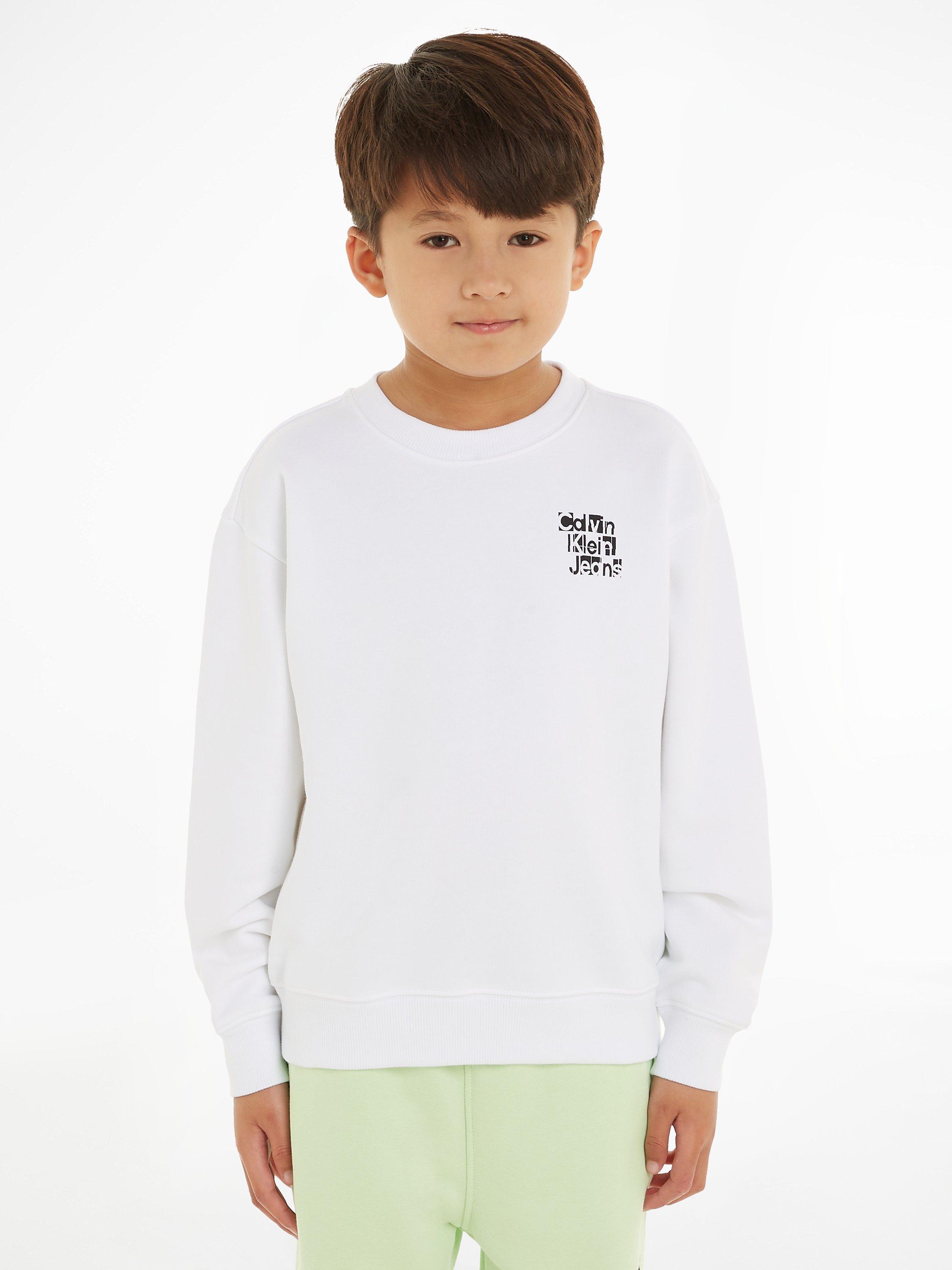 Product image 1 of 5, which shows Calvin Klein Kids' Grid Logo Sweatshirt, Bright White, 16 years