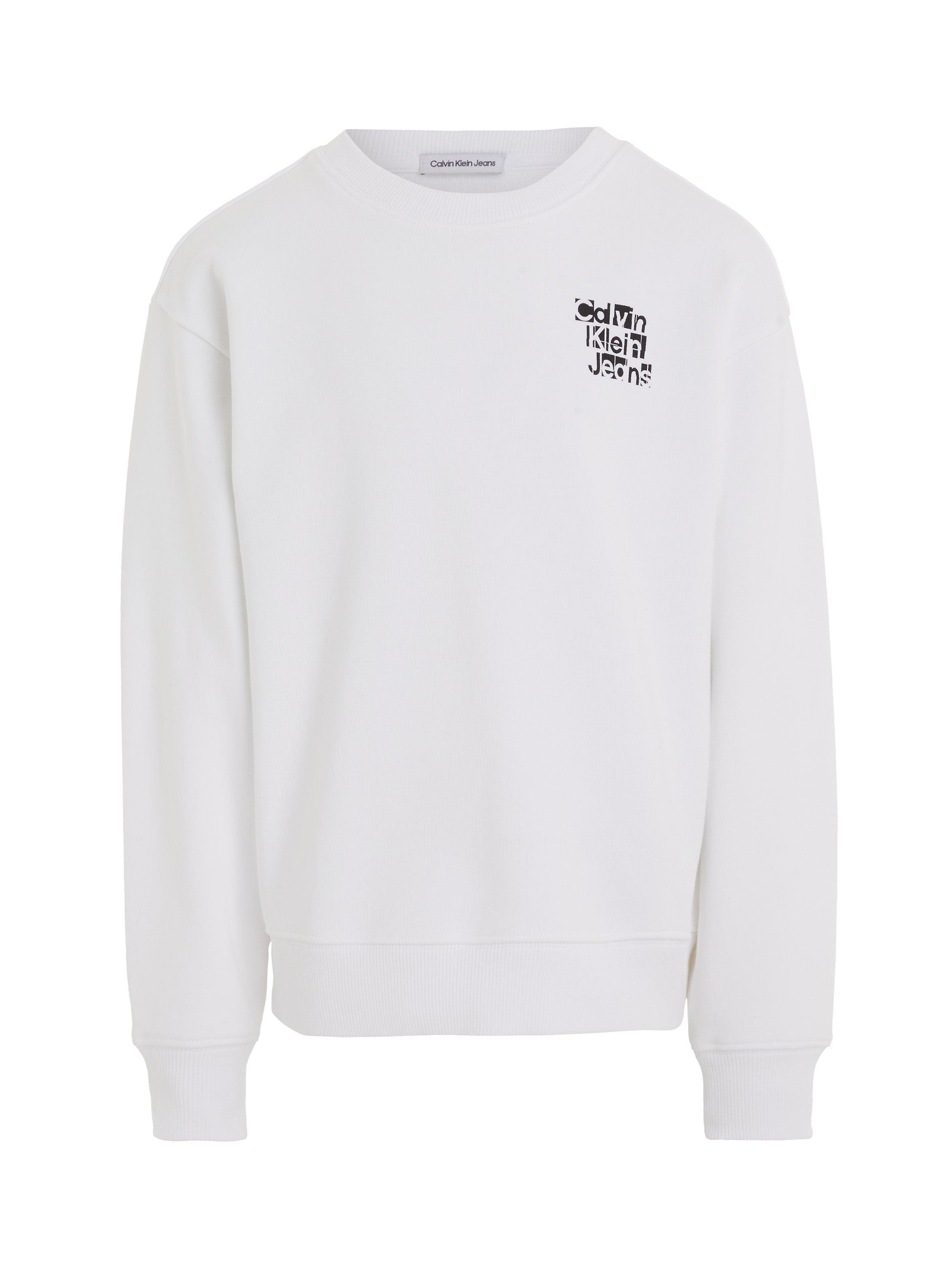 Product image 4 of 5, which shows Calvin Klein Kids' Grid Logo Sweatshirt, Bright White, 16 years