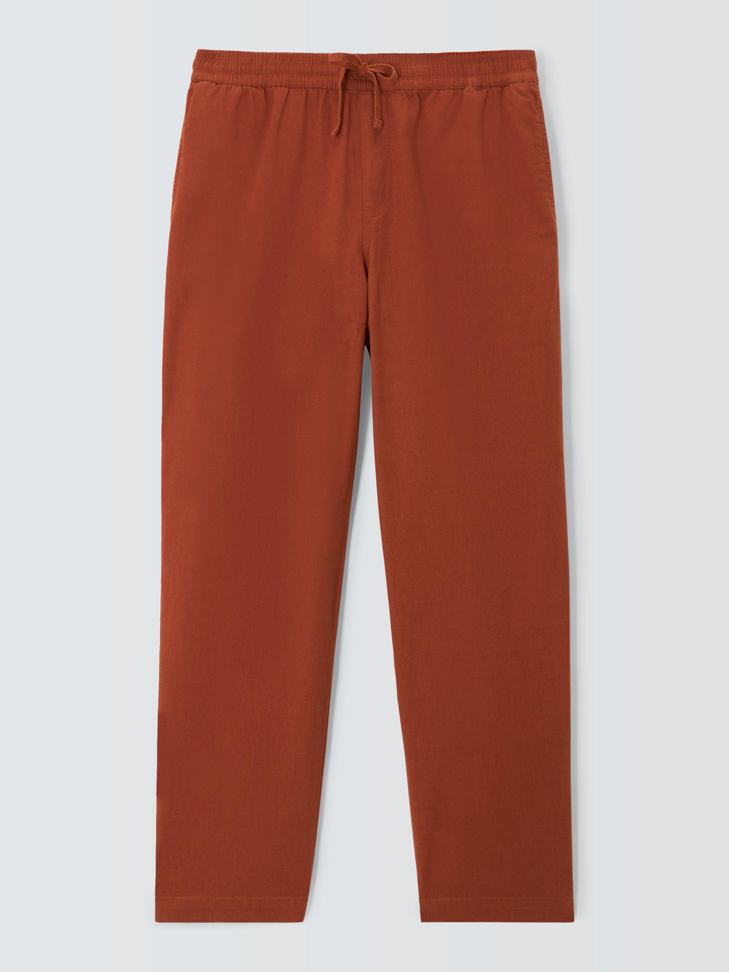 John Lewis Men's Drawstring Herringbone Trousers, Arabian Spice