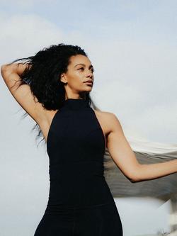 Davy J The Reversible Crop Top - view 2, Blue/Black