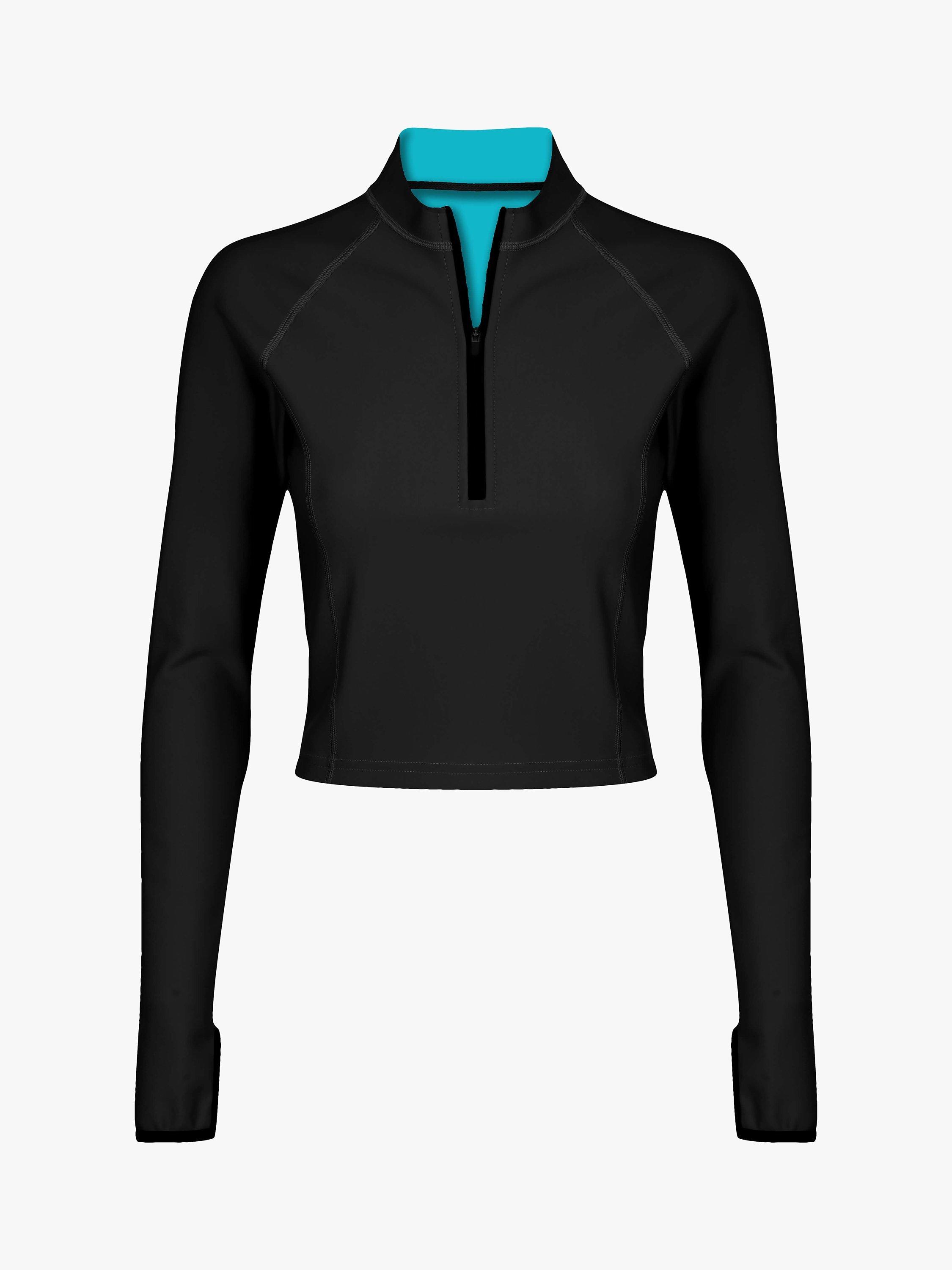 Product image 2 of 9, which shows Davy J The Bonded Long Sleeve Swim Top, Ocean Green/Black, XS