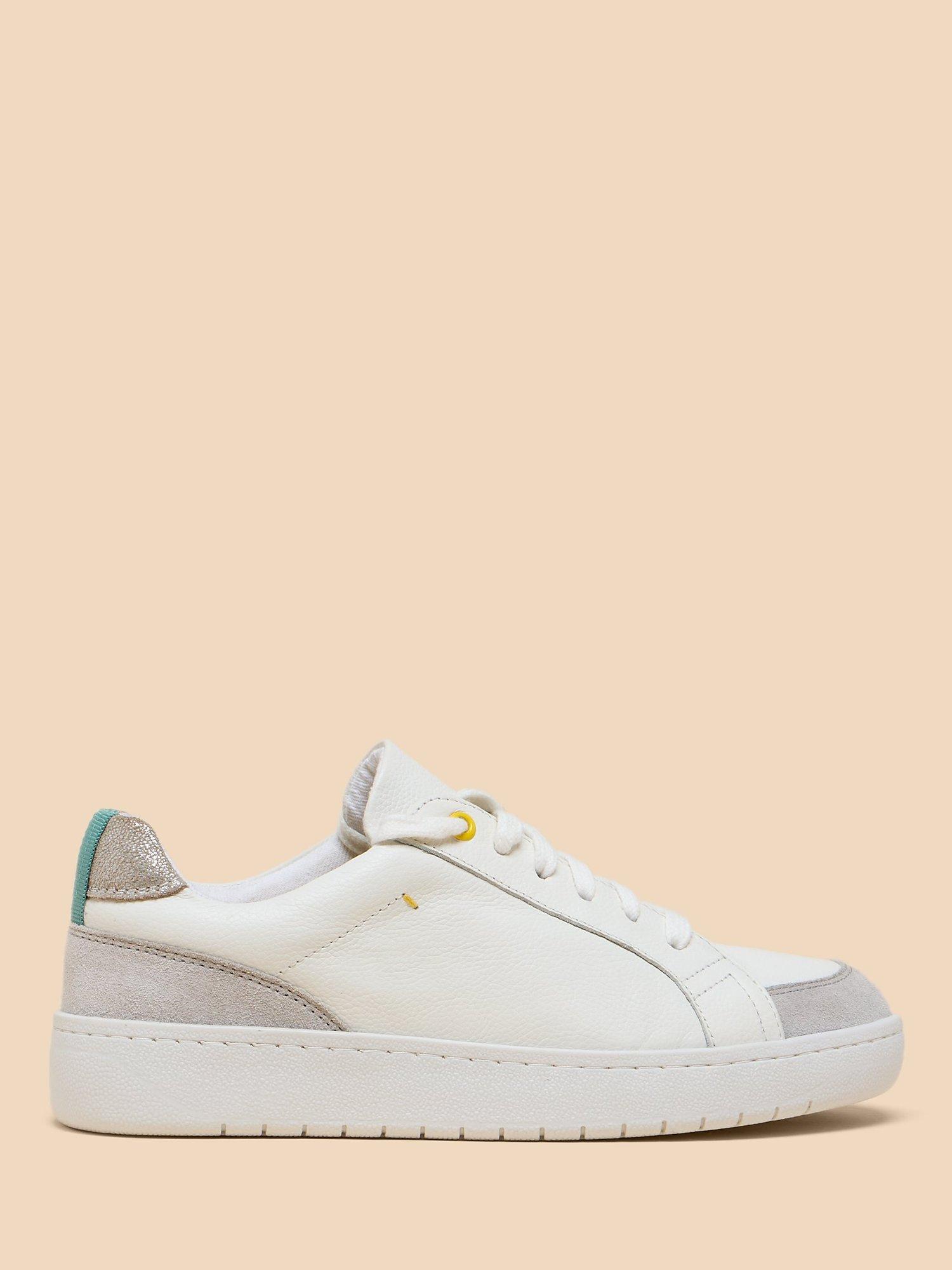 White Stuff Suede Trainers, White/Multi