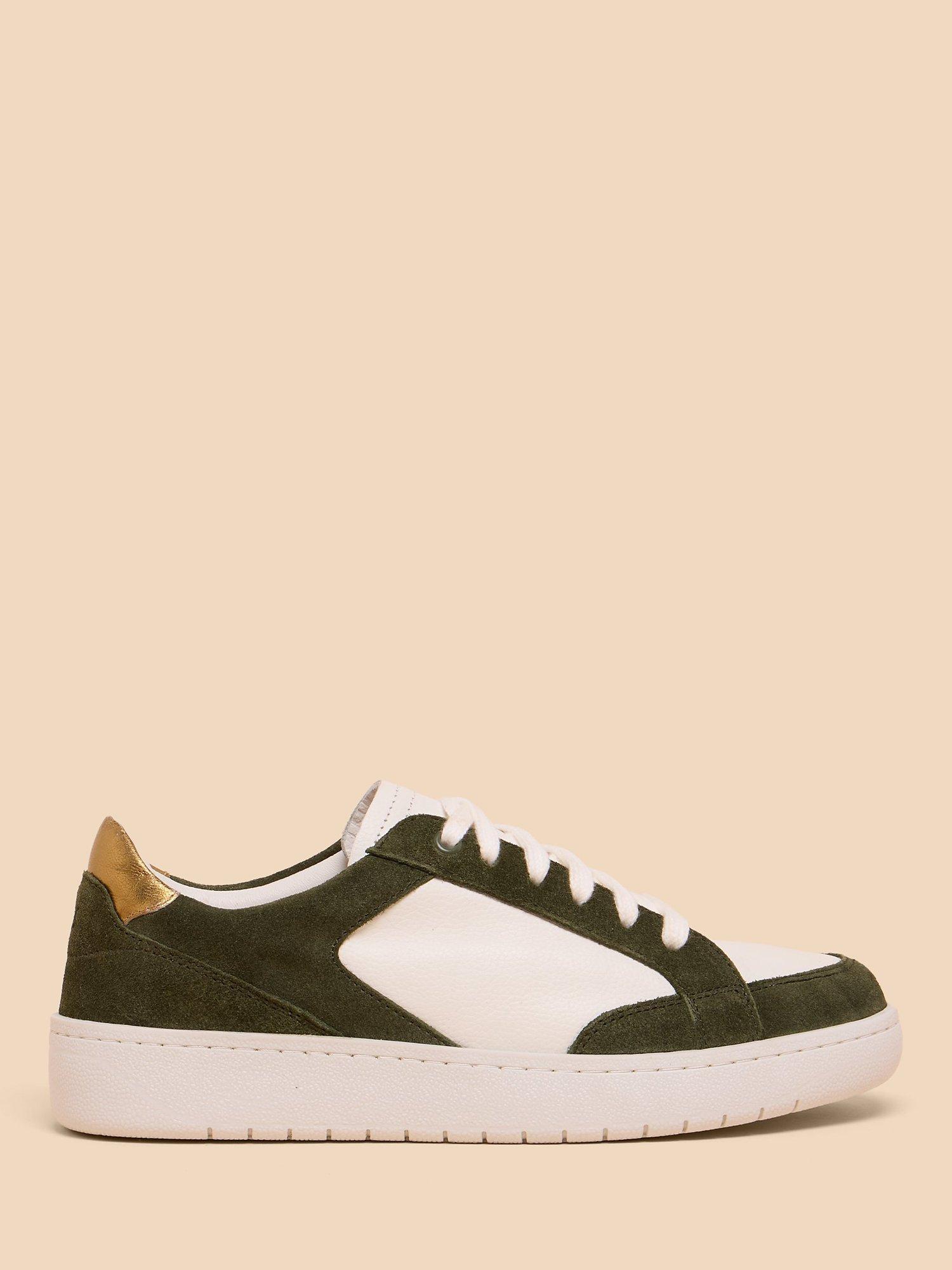 White Stuff Suede and Leather Trainers, Green/Multi