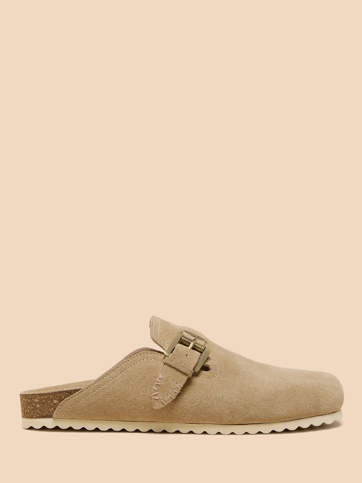 White Stuff Suede Slip On Mules, Natural