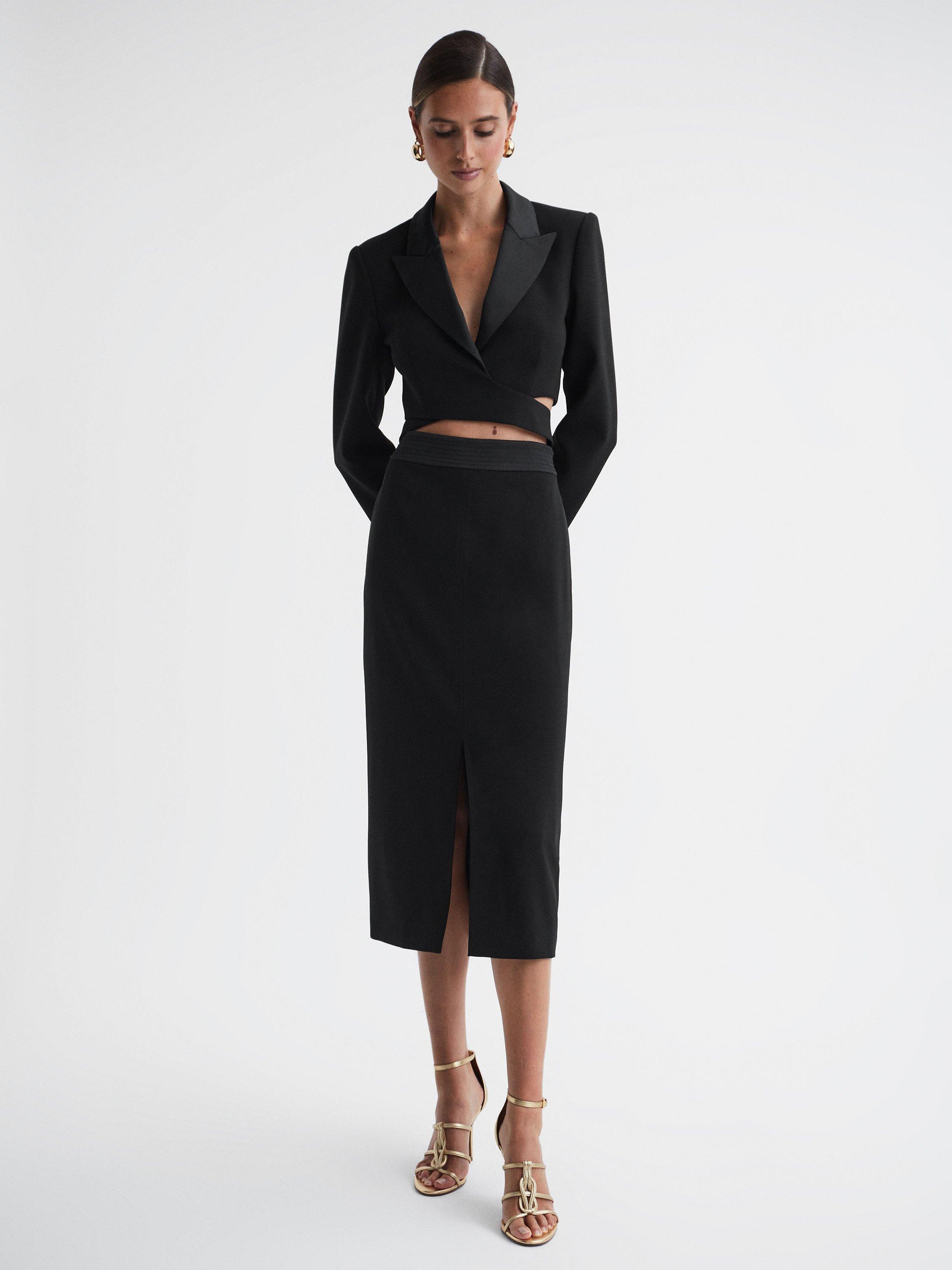 Reiss Quinn Midi Pencil Skirt, Black