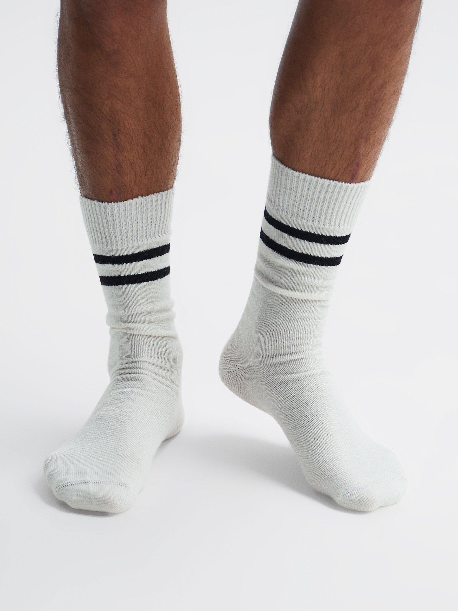 Product image 1 of 5, which shows Reiss Alcott Wool Blend Socks, Ecru/Black, M-L