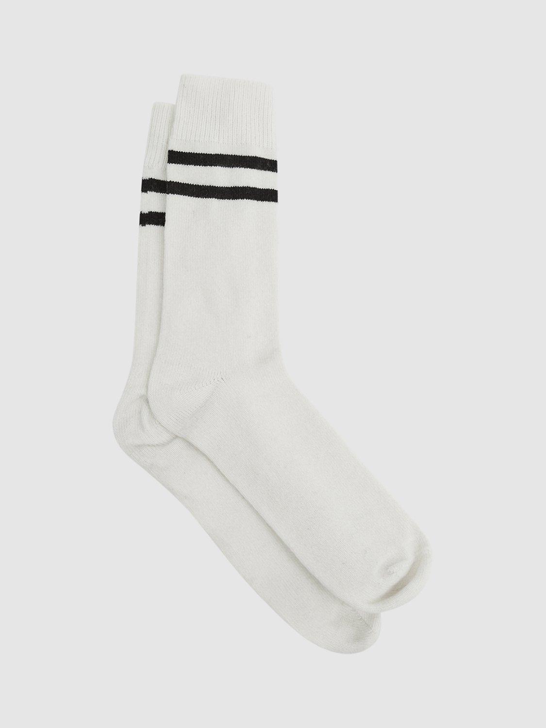 Product image 3 of 5, which shows Reiss Alcott Wool Blend Socks, Ecru/Black, M-L