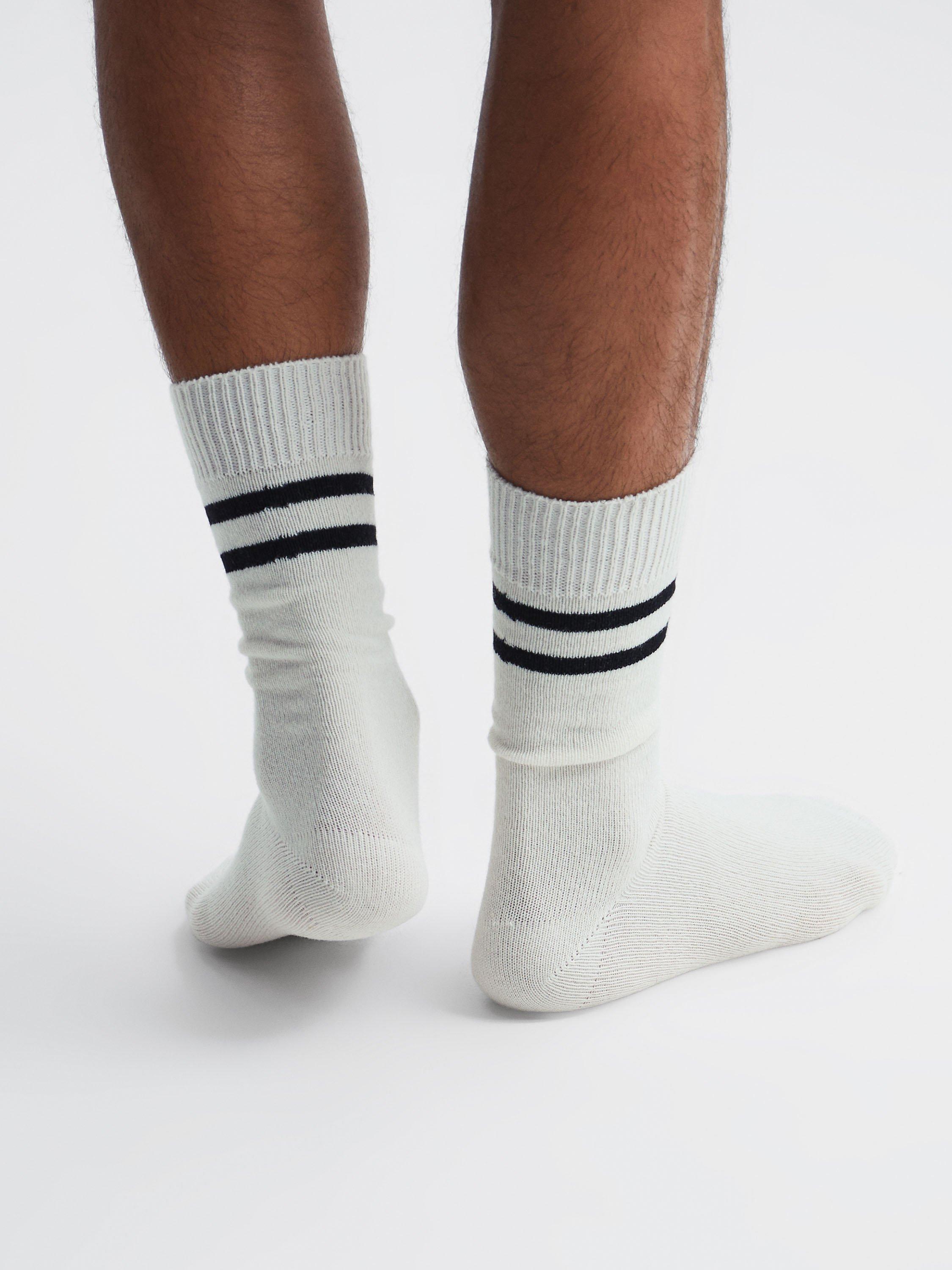 Product image 4 of 5, which shows Reiss Alcott Wool Blend Socks, Ecru/Black, M-L