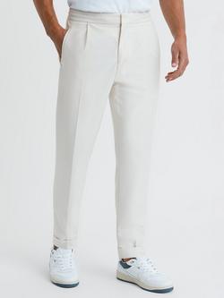 Reiss Brighton Pleated Relaxed Trousers, Ecru