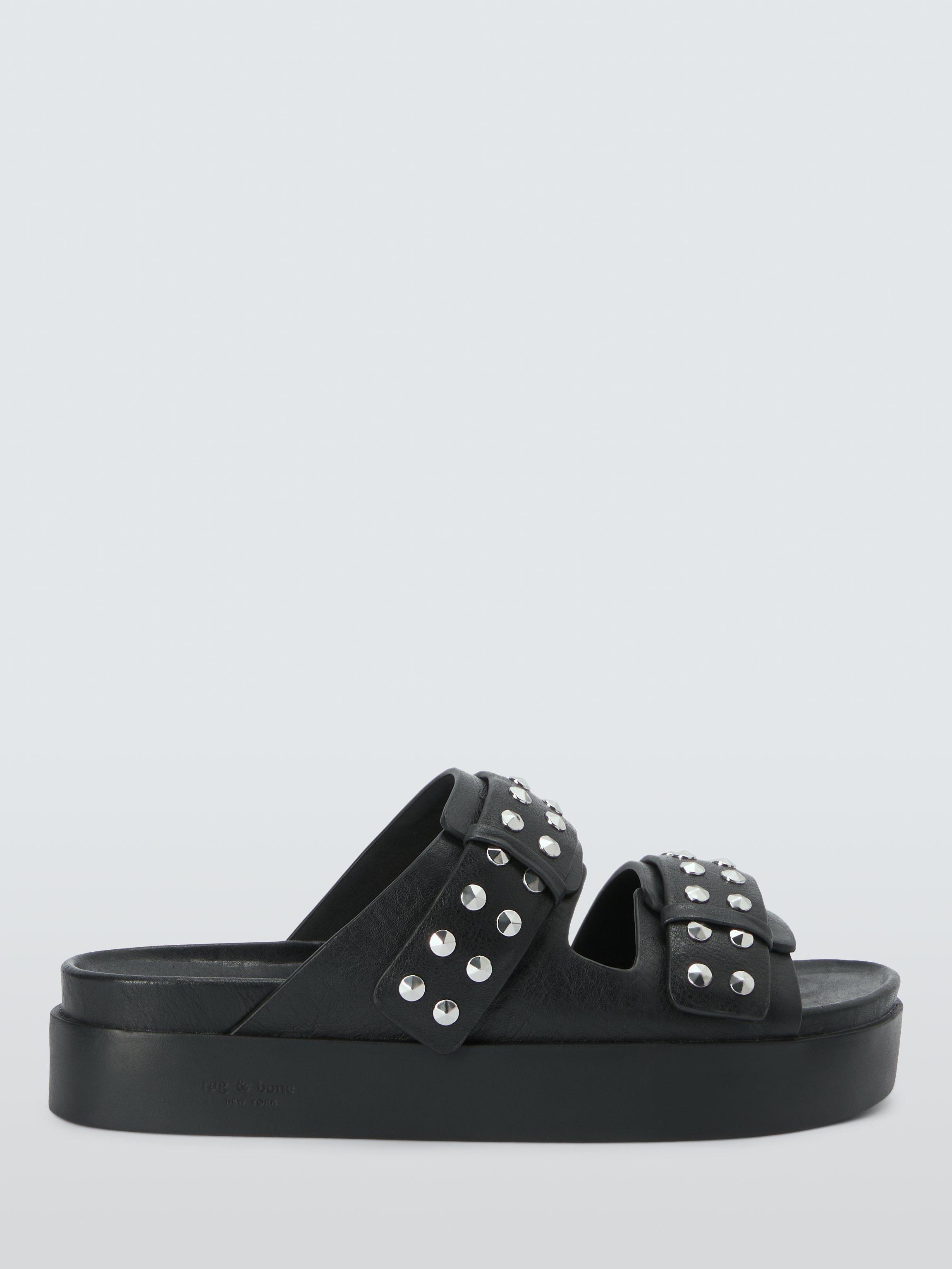 rag & bone Geo Stud Leather Sandals, Black