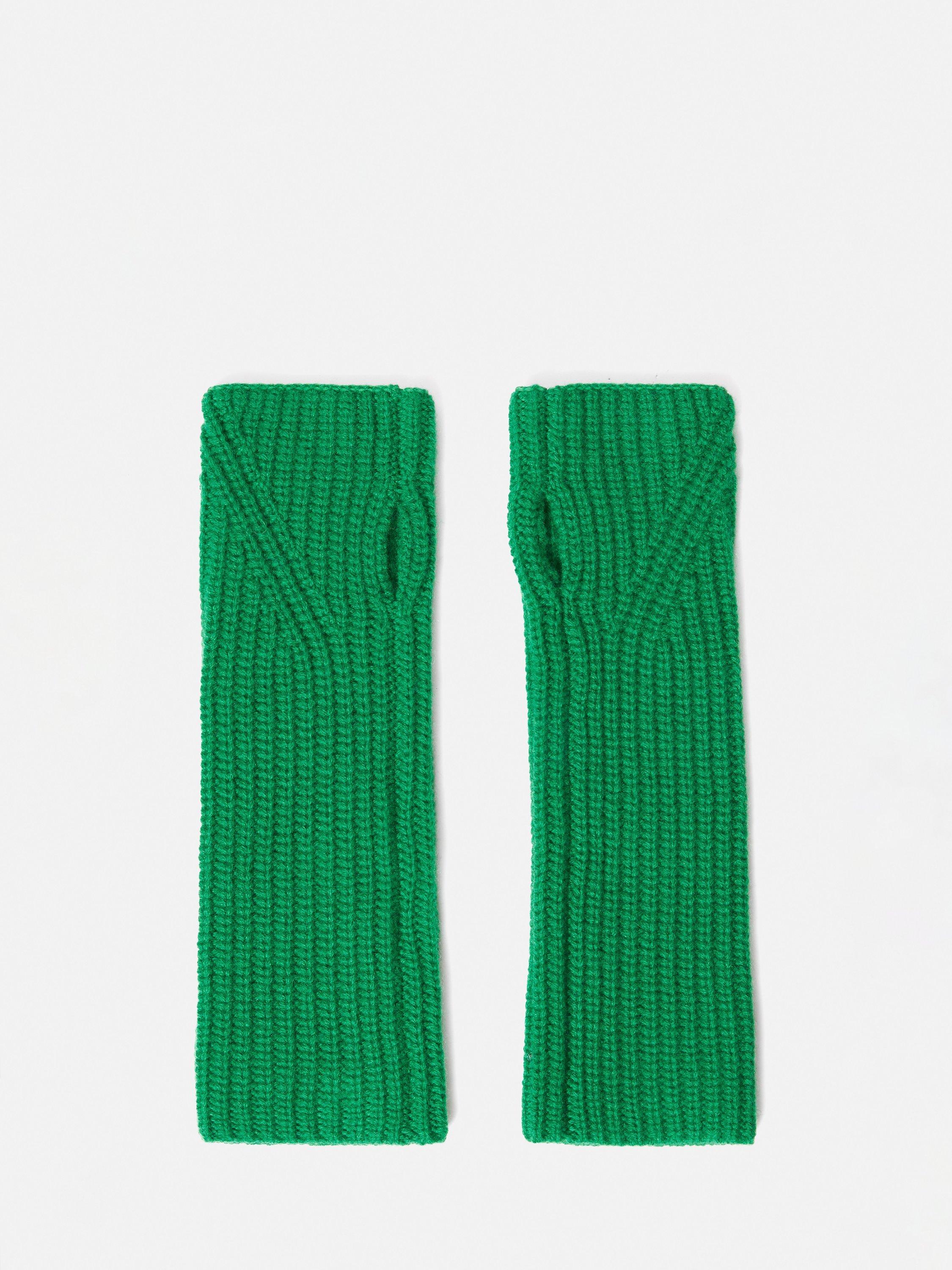 Jigsaw Cashmere and Wool Blend Fingerless Gloves, Green, One Size