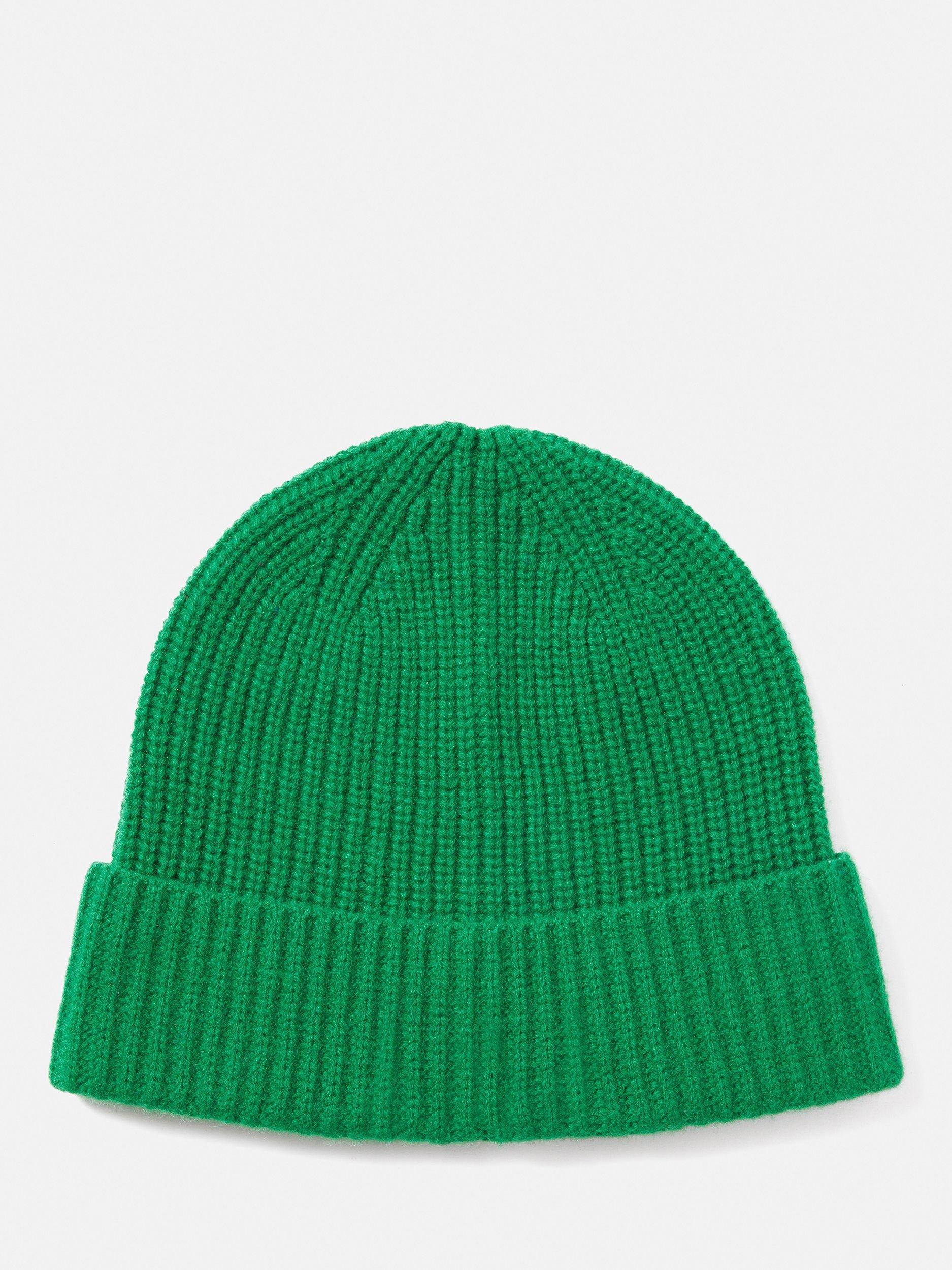 Jigsaw Wool and Cashmere Beanie Hat, Green, One Size