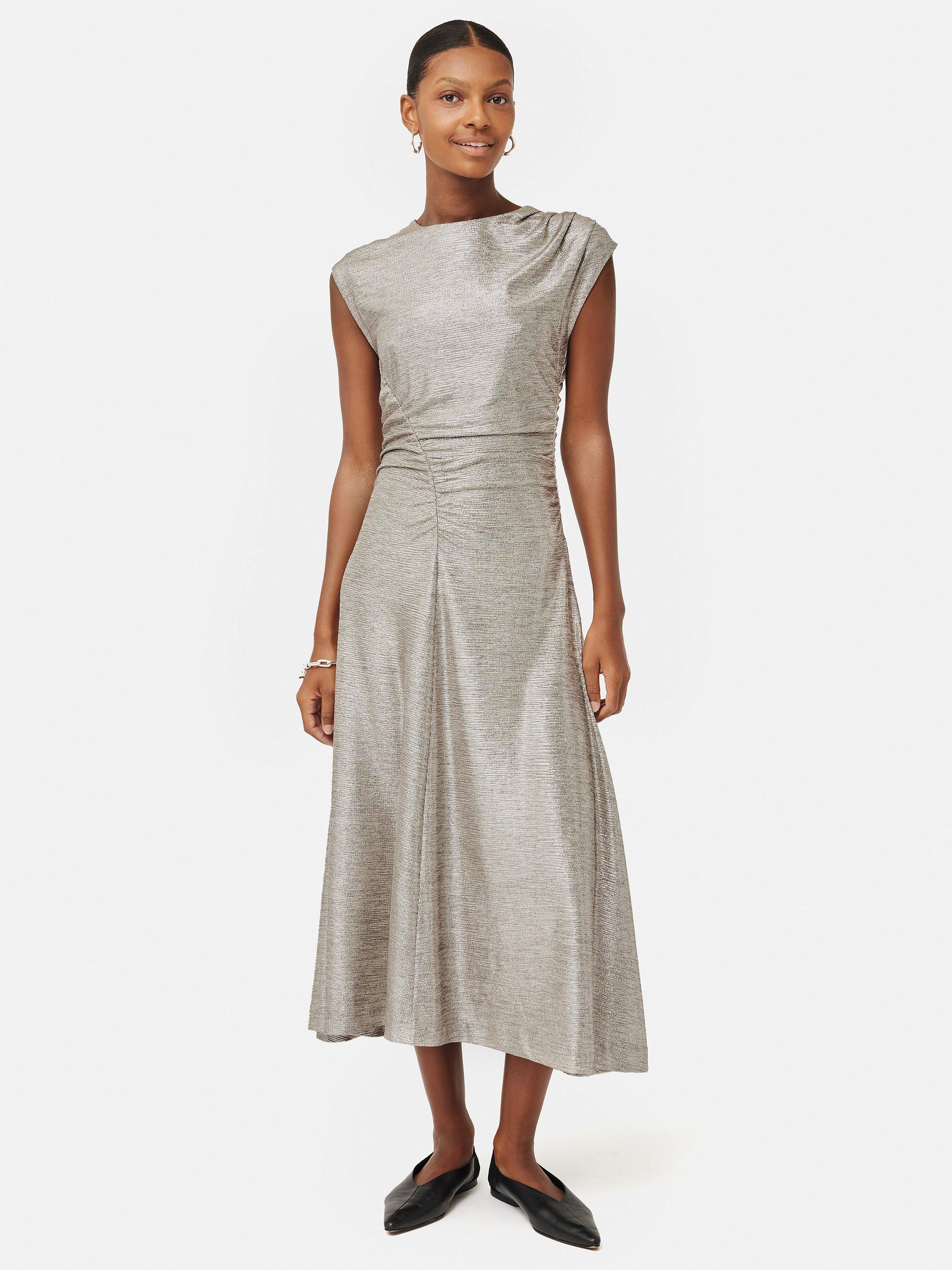 Jigsaw Sparkle Midi Jersey Dress, Gold