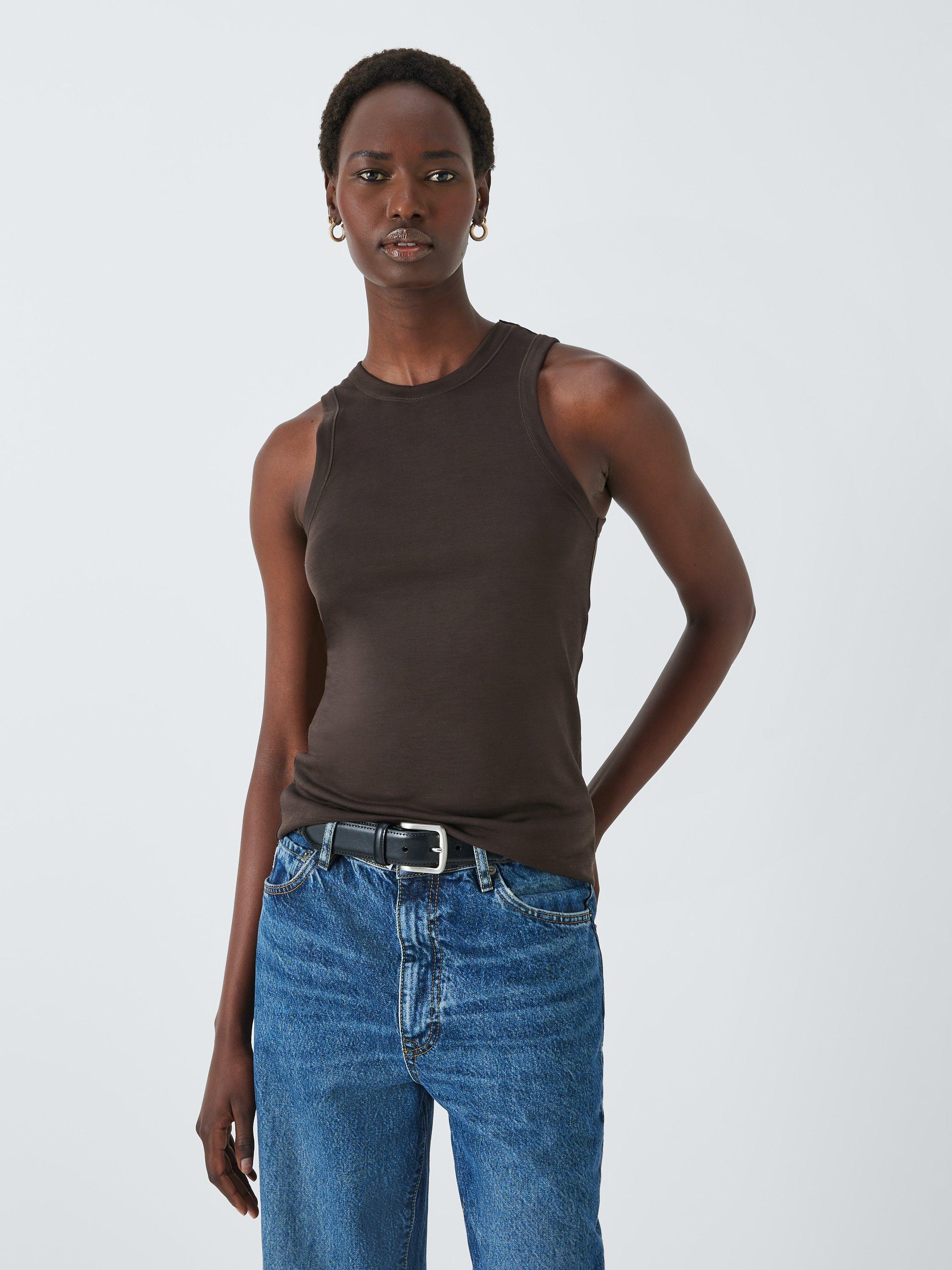 John Lewis Fluid Vest Top, Chocolate, 12