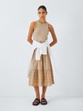 John Lewis ANYDAY Tiered Jersey Broderie Midi Dress, Cream