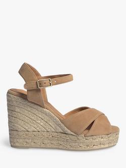Castañer Blaudell Suede Wedge Platform Espadrille Sandals, Tostado, Tostado