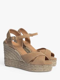 Castañer Blaudell Suede Wedge Platform Espadrille Sandals, Tostado - view 2, Tostado