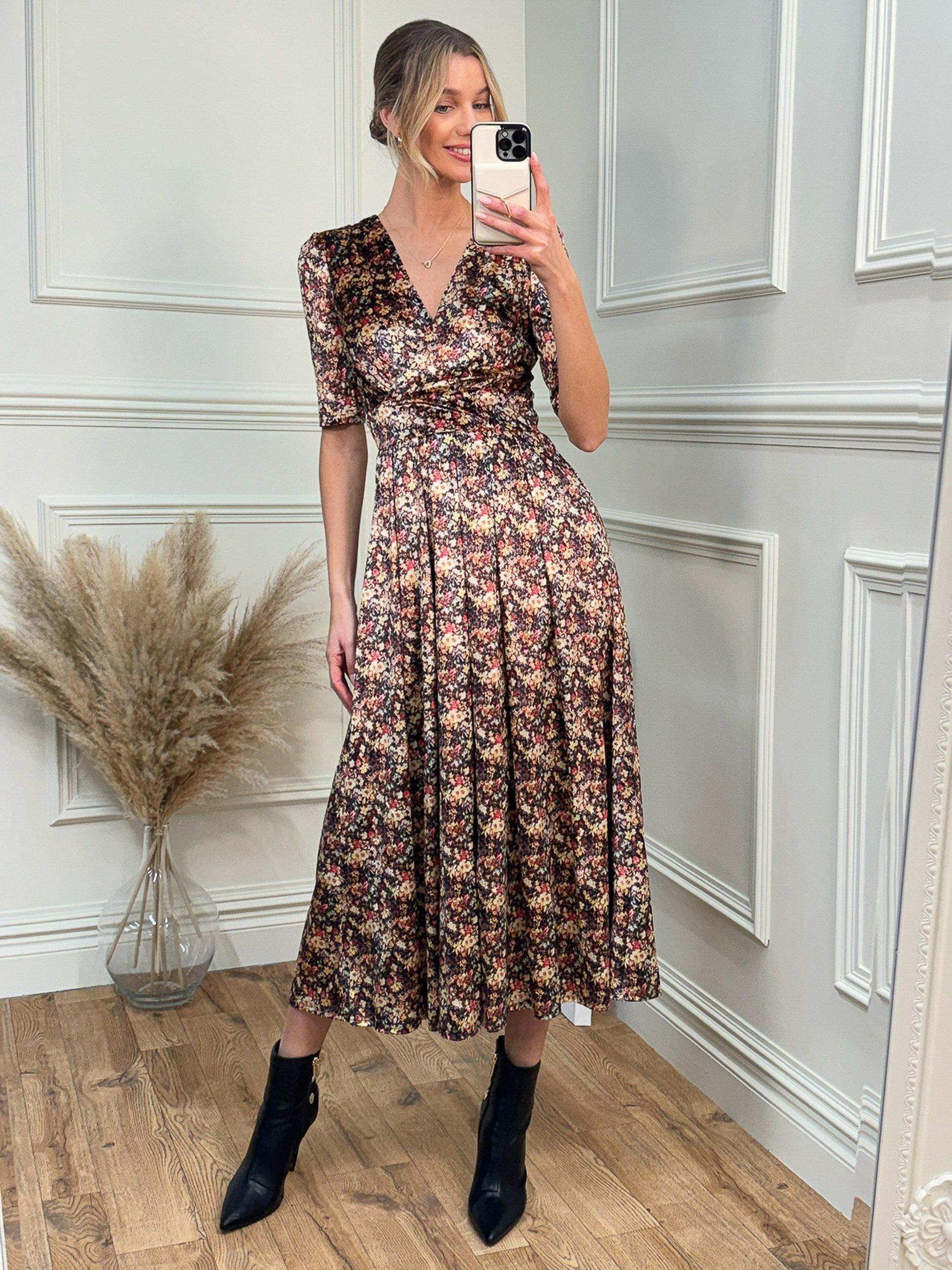 Jolie Moi Abstract Floral Velvet Maxi Dress