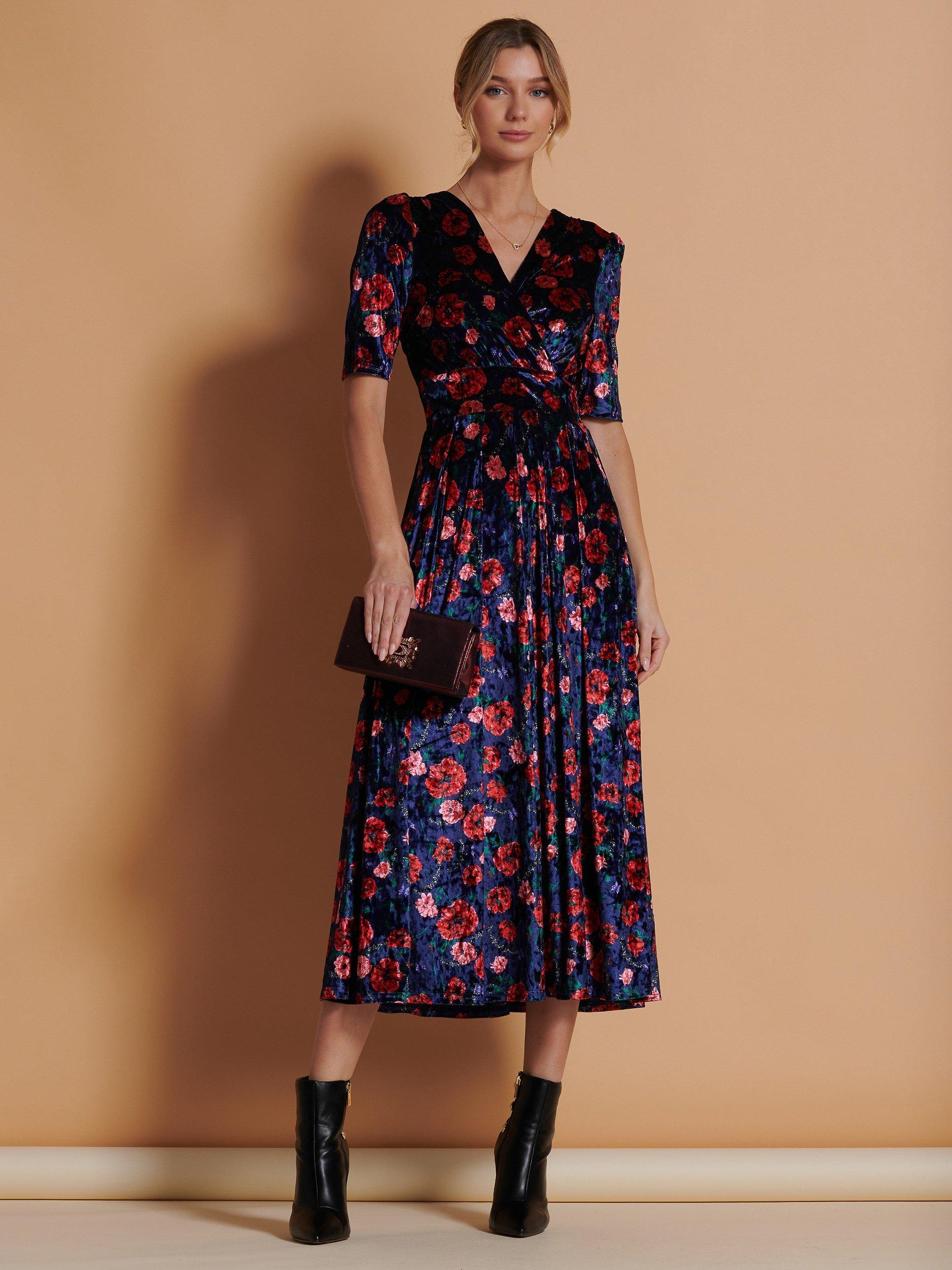 Jolie Moi Floral Velvet Maxi Dress
