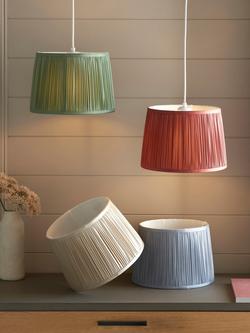 John Lewis Lymington Pleated Silk Tapered Lampshade - view 2, Lake Blue