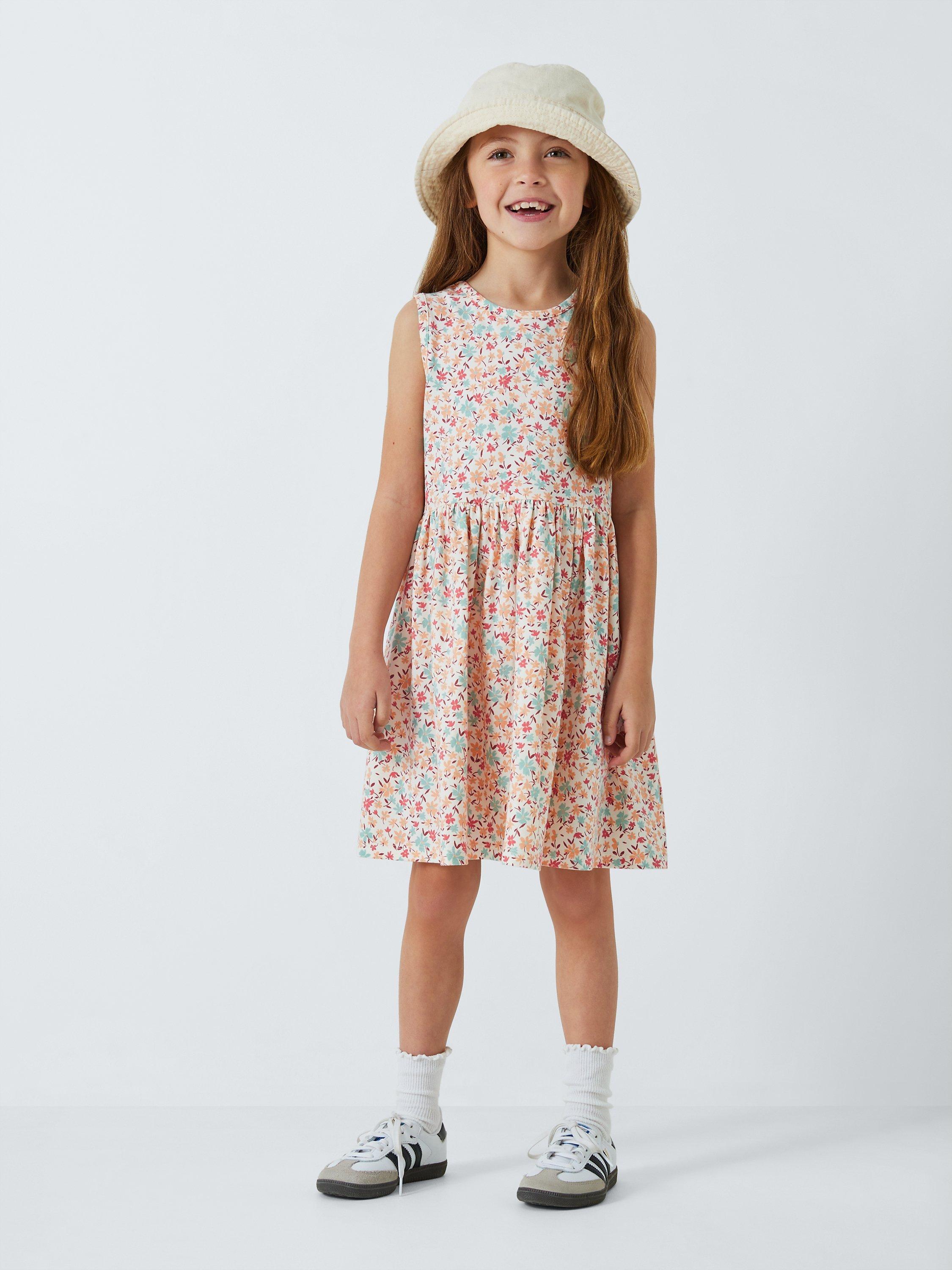 John Lewis Kids' Floral Sleeveless Smock Dress, Multi