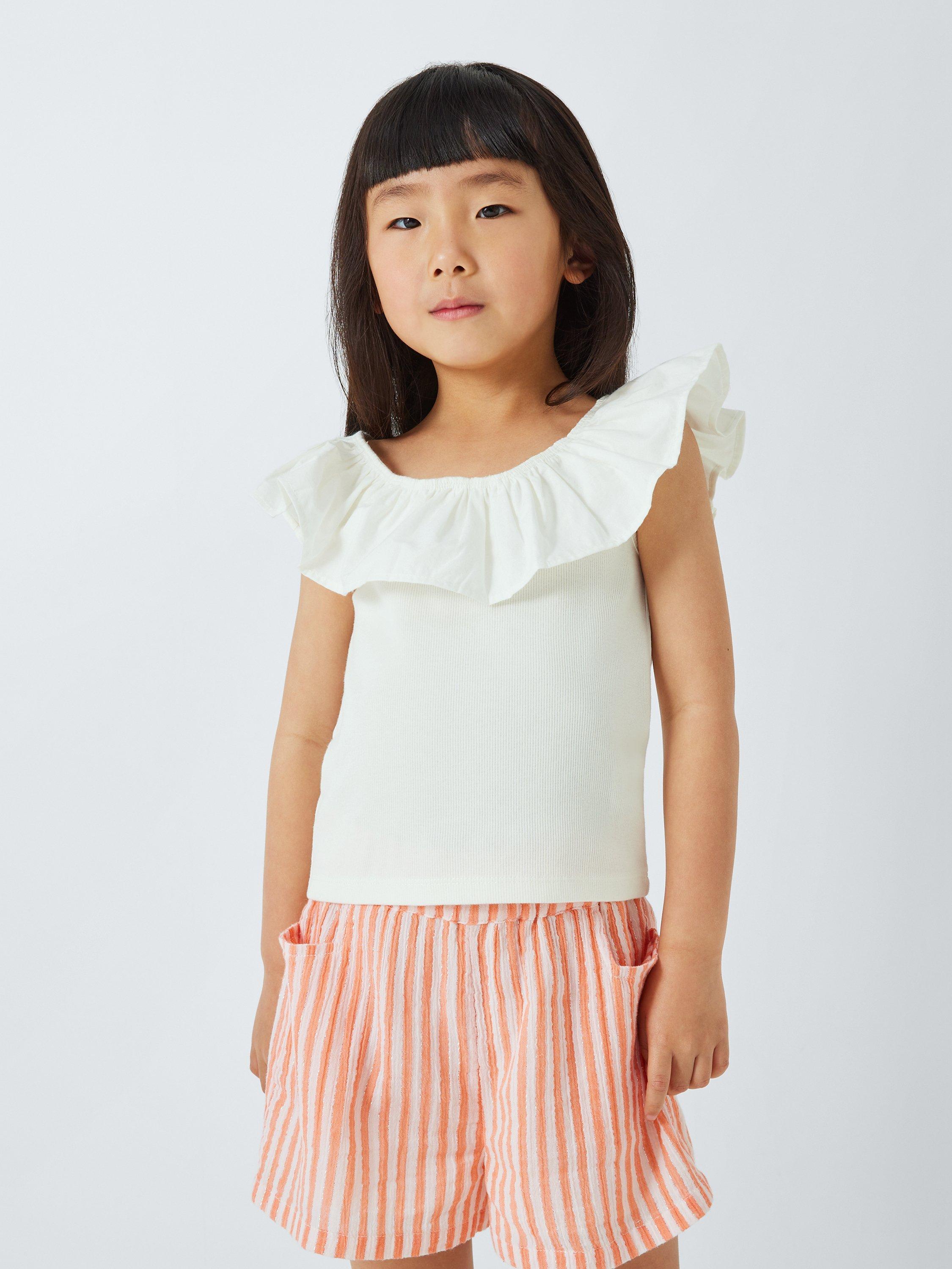 John Lewis Kids' Frill Neck Jersey Top, Snow White
