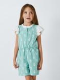 John Lewis Kids' Flower Jersey Playsuit, Teal