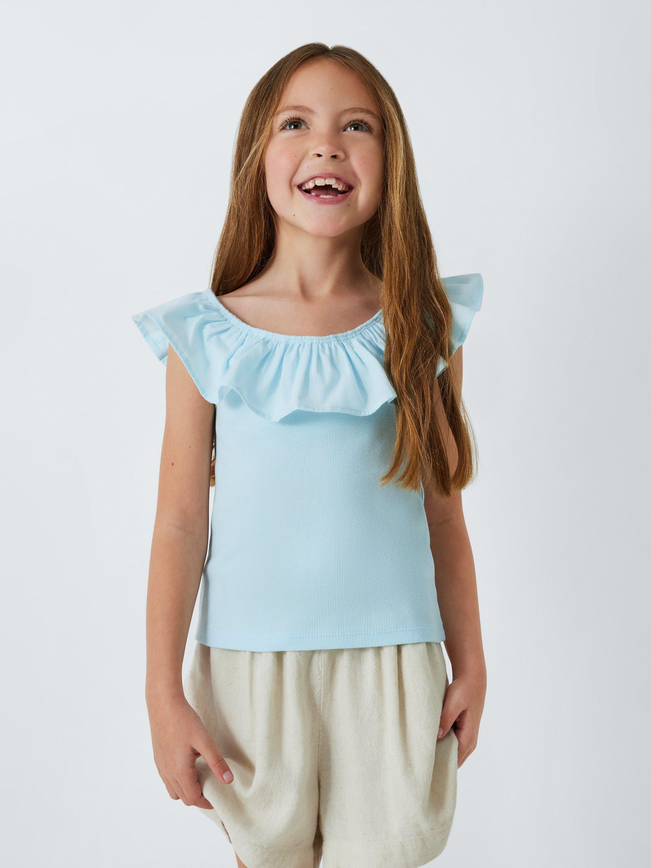 John Lewis Kids' Frill Neck Jersey Top