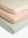 John Lewis Cotton Fitted Baby Sheet, Pack of 3