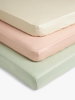 John Lewis Cotton Fitted Baby Sheet, Pack of 3, Warm