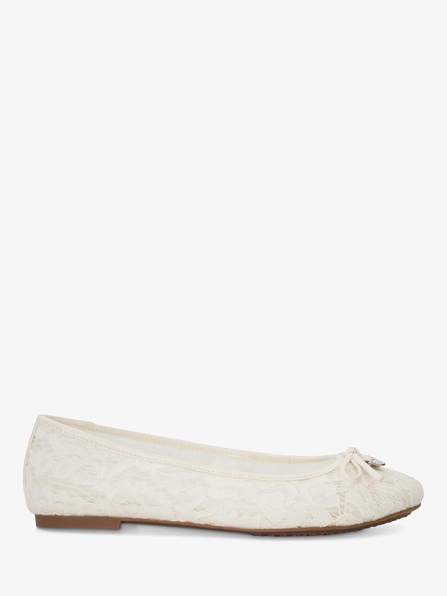 Dune Heartstring Lace Ballet Pumps, Ivory, EU36