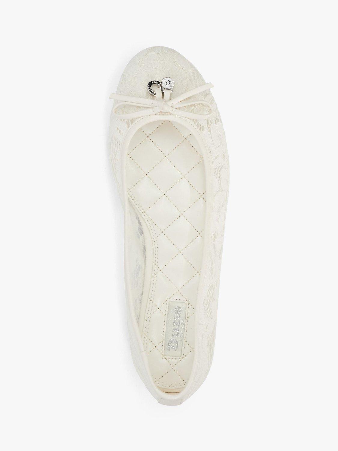 Dune Heartstring Lace Ballet Pumps, Ivory, EU36