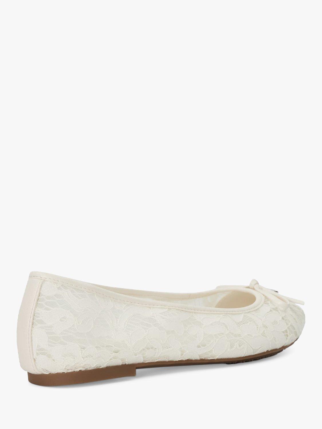 Dune Heartstring Lace Ballet Pumps, Ivory, EU36