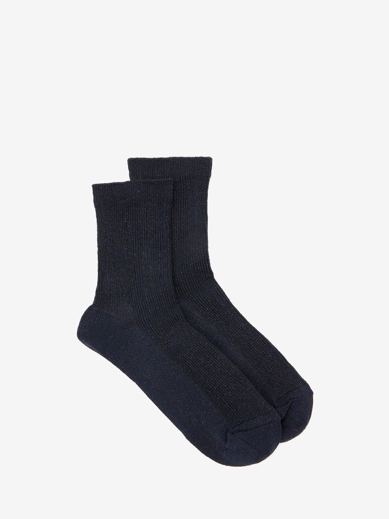 Mint Velvet Glitter Ankle Socks, One Size, Navy