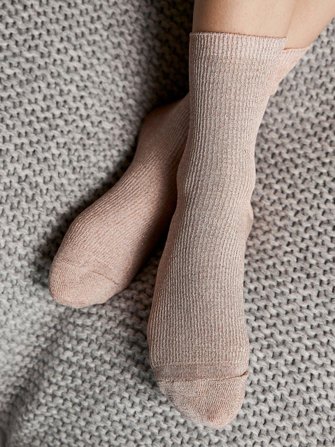 Mint Velvet Glitter Ankle Socks, One Size, Neutral
