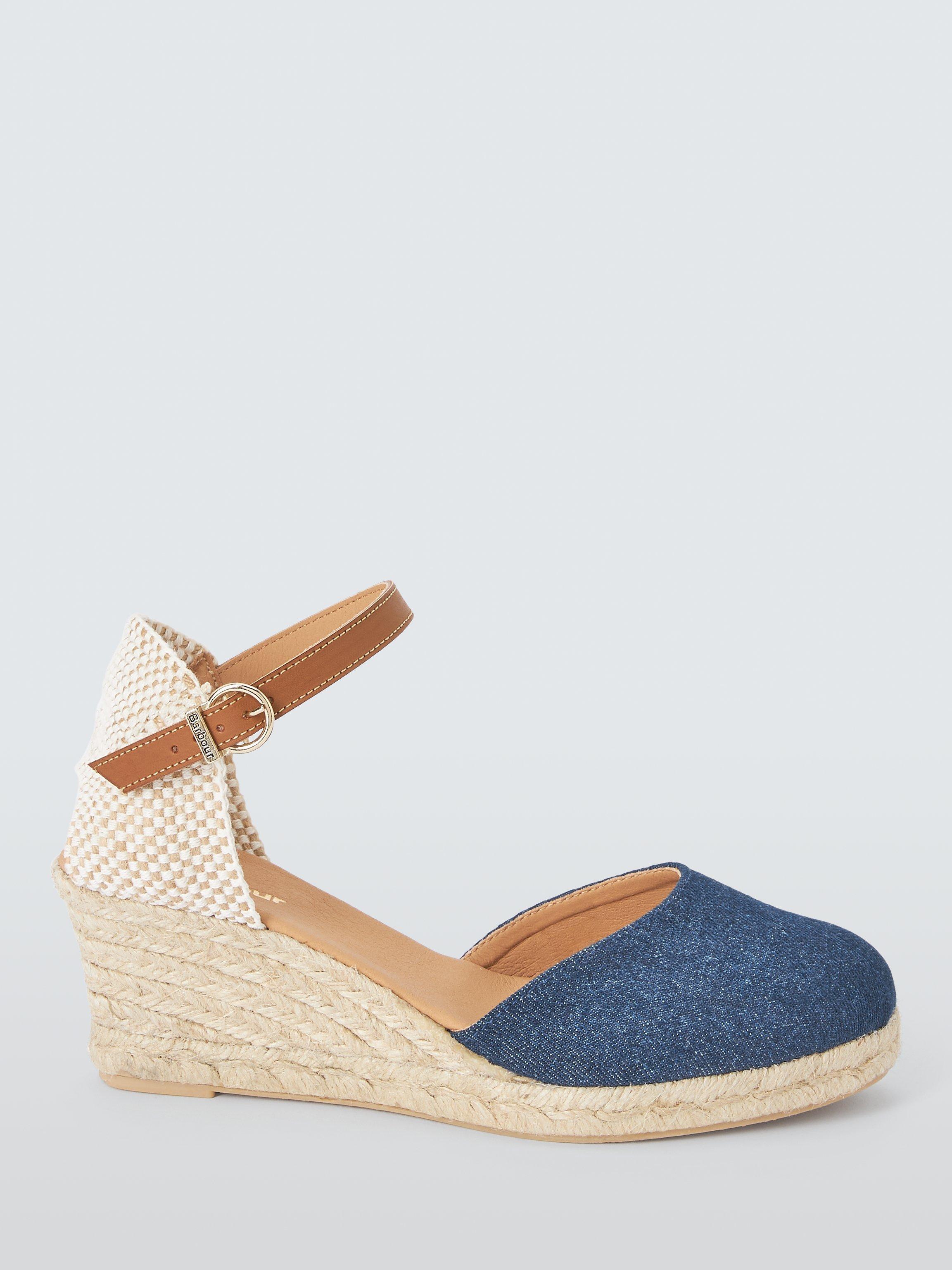 Barbour Selma Denim Wedge Sandals, Dark Rinse
