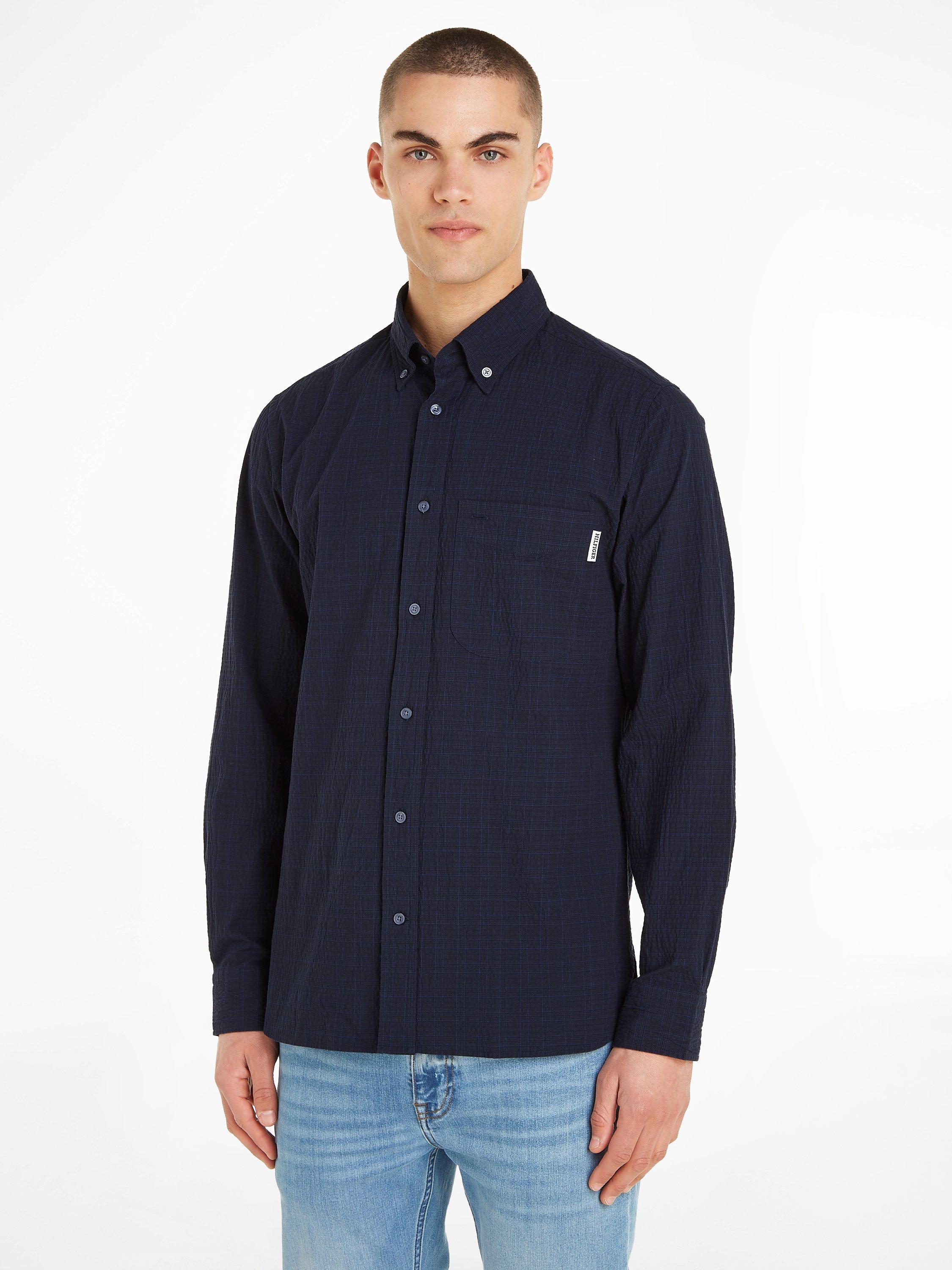 Tommy Hilfiger Textured Long Sleeve Check Shirt, Desert Sky