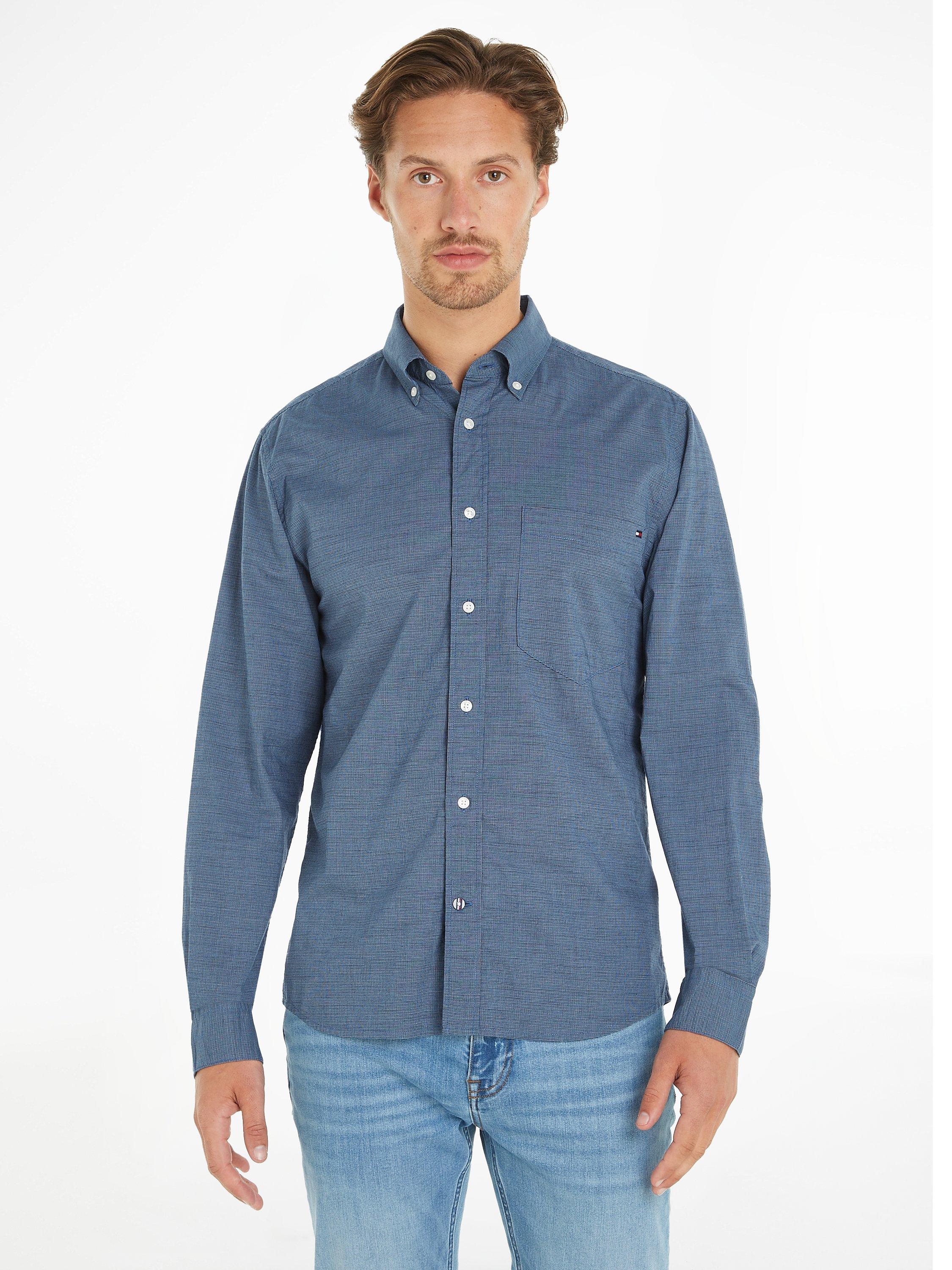 Tommy Hilfiger Houndstooth Long Sleeve Shirt, Navy