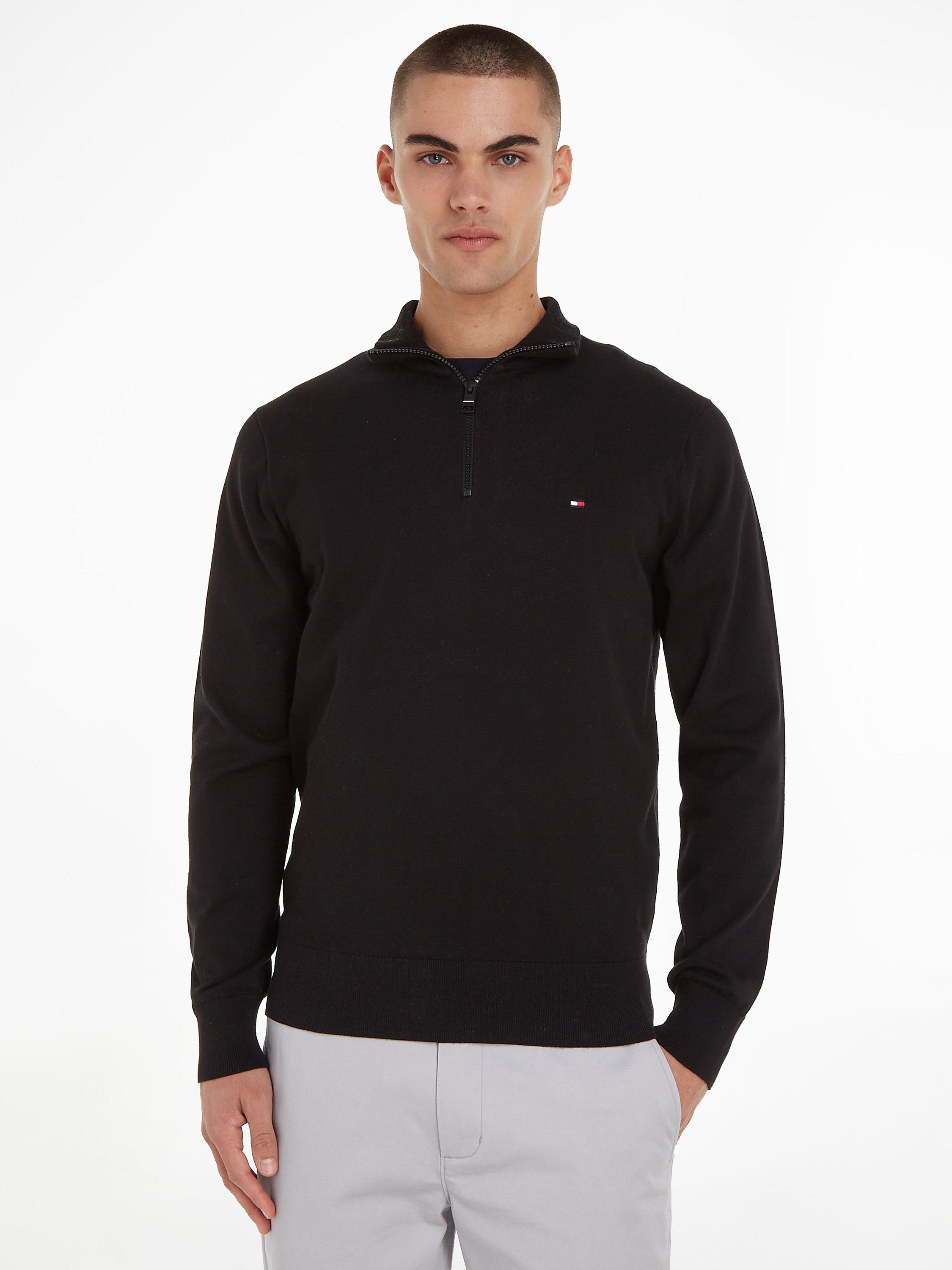 Tommy Hilfiger 1985 Quarter Zip Mock Sweatshirt, Black