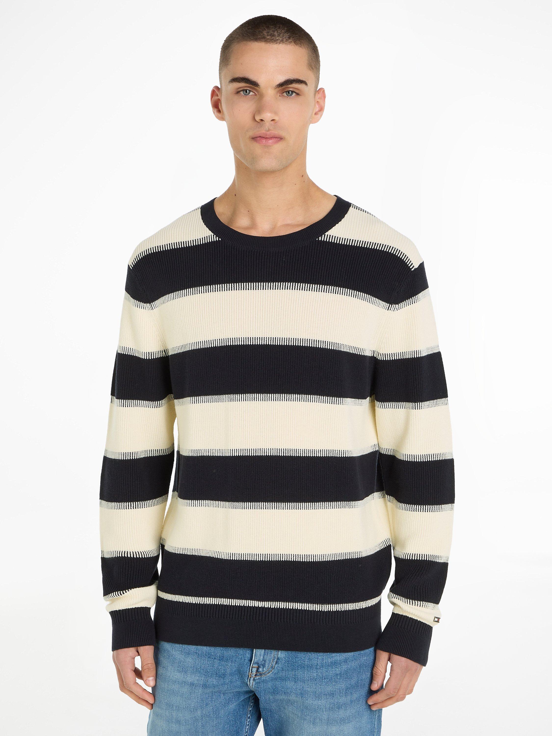 Tommy Hilfiger Structure Stripe Jumper, Navy/Calico