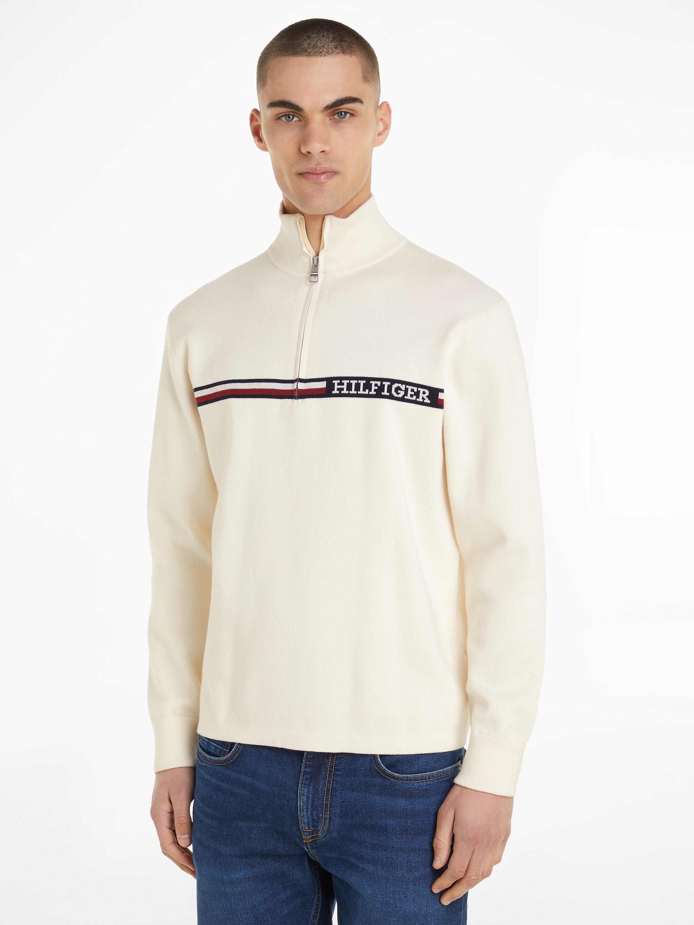 Tommy Hilfiger Global Stripe Zip Mock Jumper, Calico