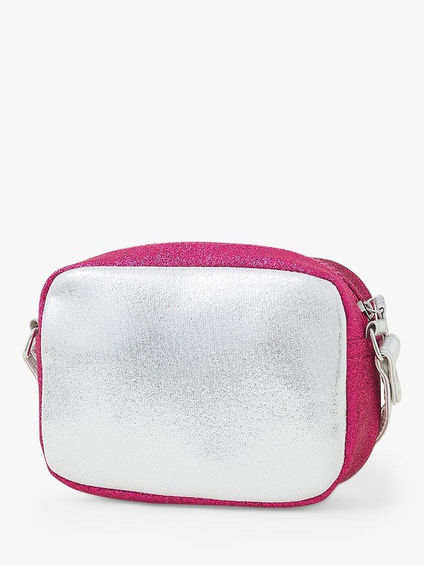 Product image 2 of 3, which shows Angels by Accessorize Kids' Glitter Panel Cross Body Bag, Silver, One Size