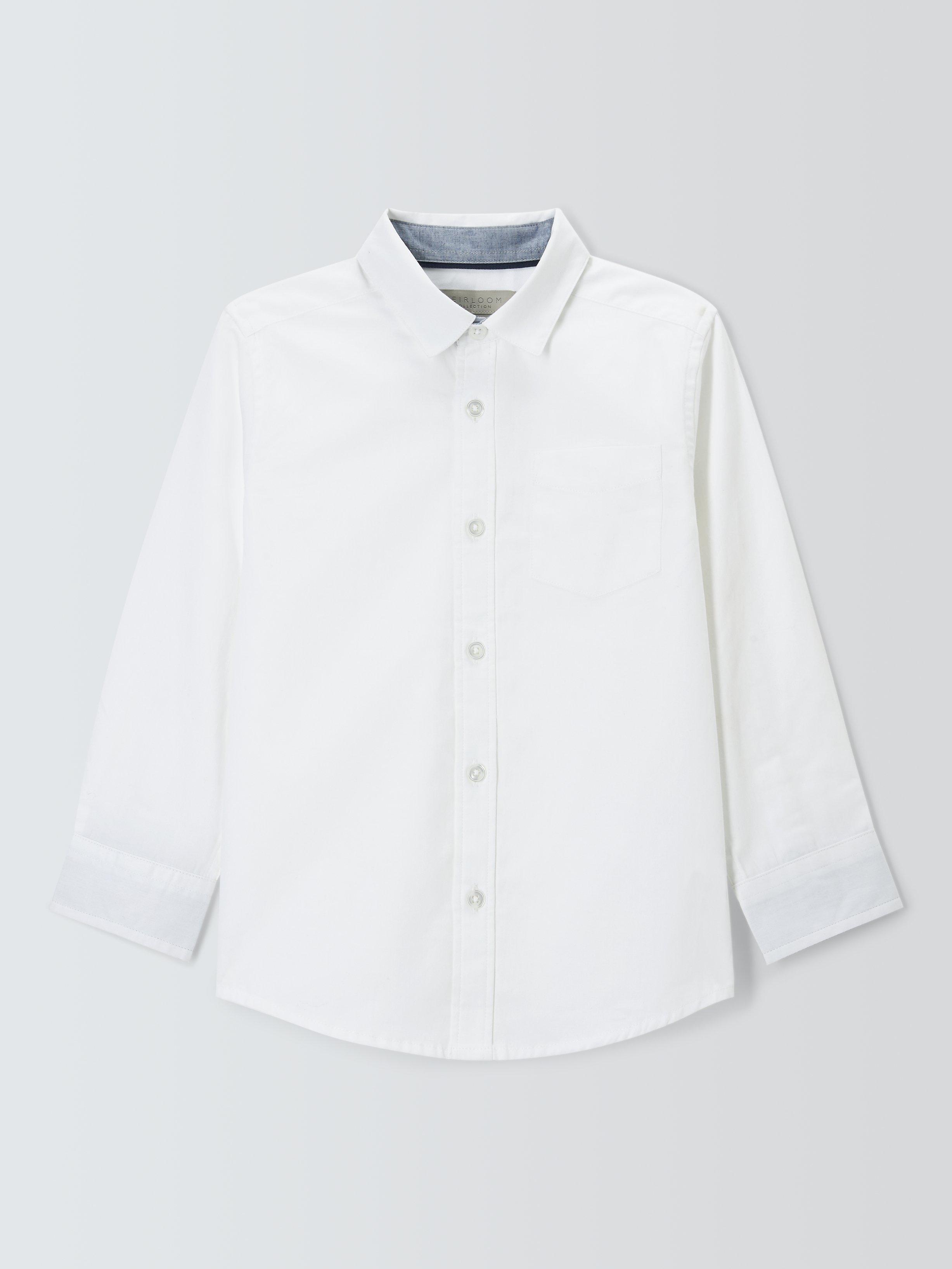 John Lewis Heirloom Collection Textured Cotton Long Sleeve Shirt, White, 2 years