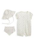 Ralph Lauren Baby Blossom Print Shortall, Hat & Bib Set, Cream/Multi