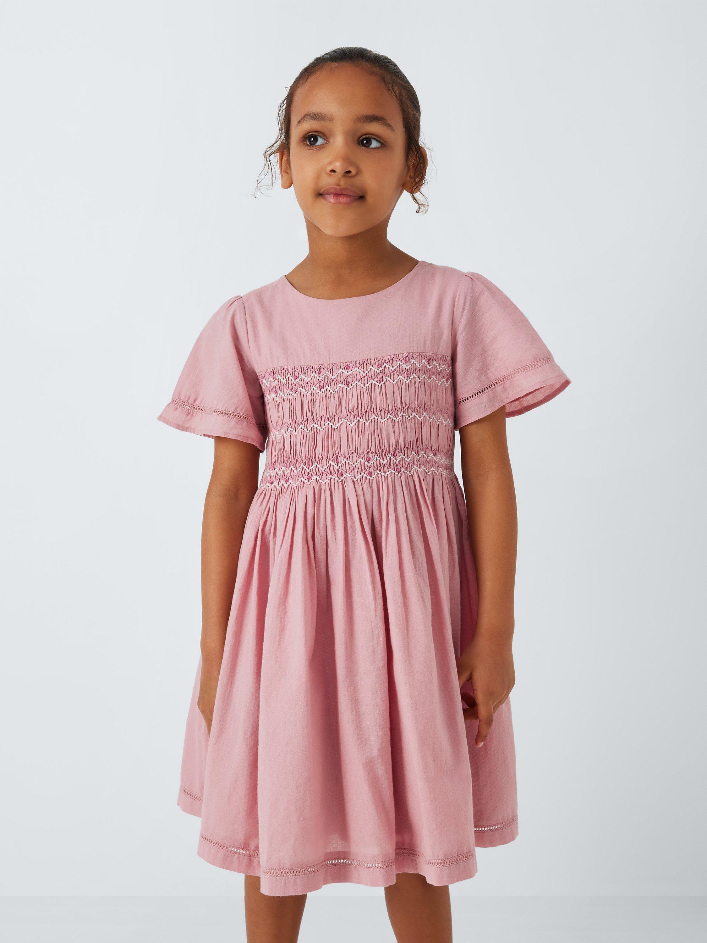 John Lewis Heirloom Collection Kids Smocked Dress Pink