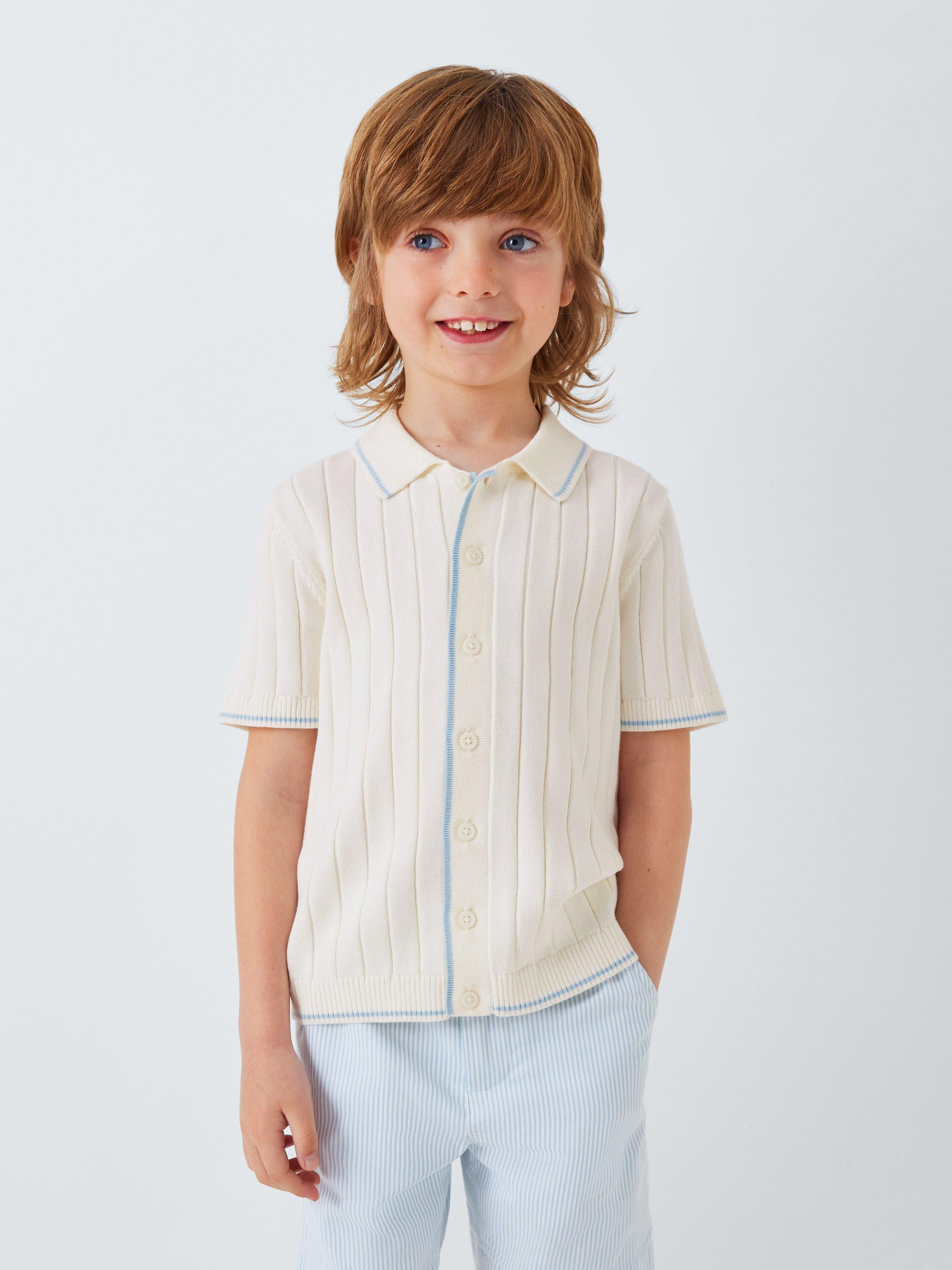John Lewis Heirloom Collection Kids' Knitted Polo Shirt, Cream