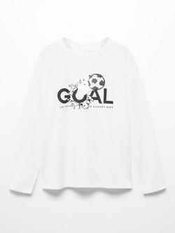 Mango Kids' Goal Sequin Long Sleeve T-Shirt, Natural White, Natural White